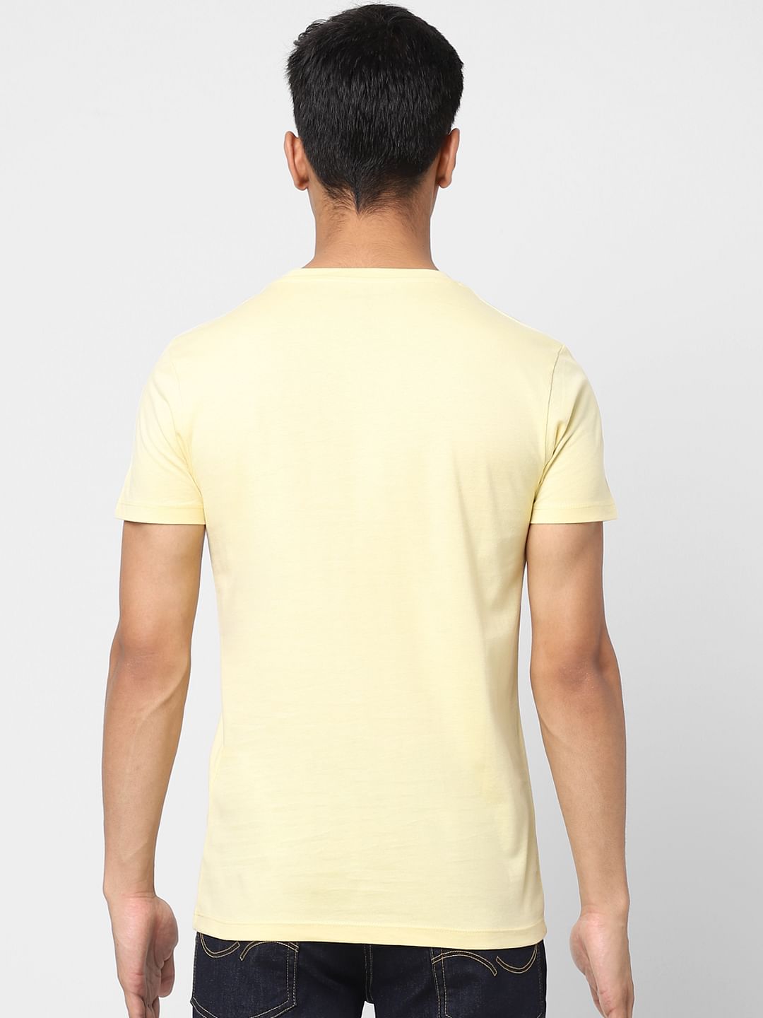 Yellow Logo Print Crew Neck T-shirt