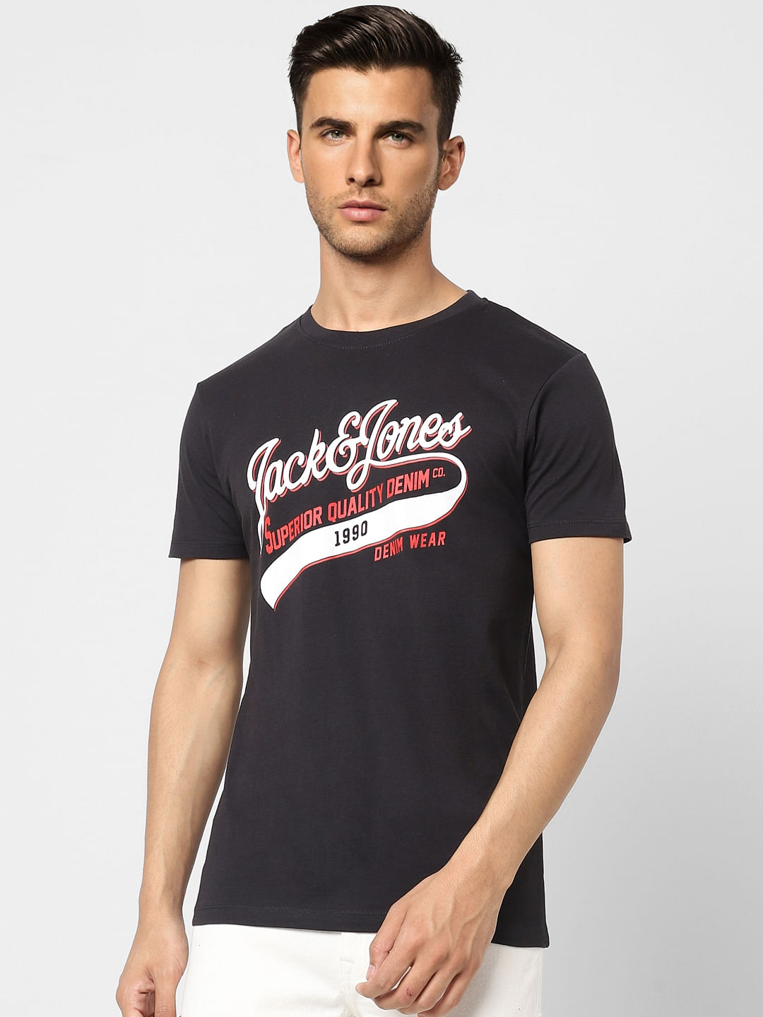 Black Logo Print Crew Neck T-shirt