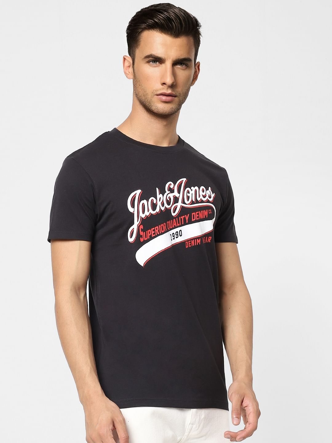 Black Logo Print Crew Neck T-shirt
