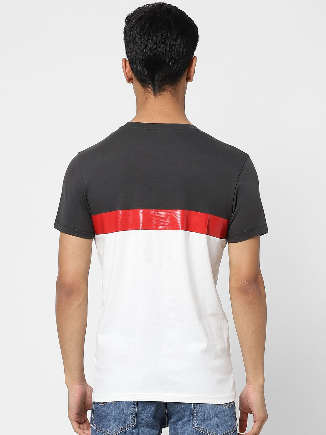 Black Colourblocked Crew Neck T-shirt