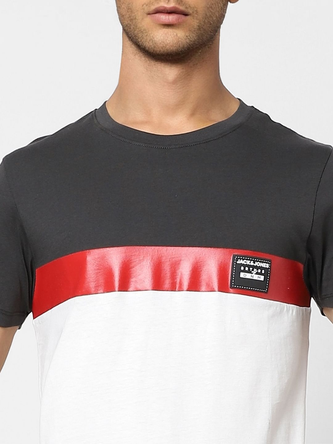 Black Colourblocked Crew Neck T-shirt