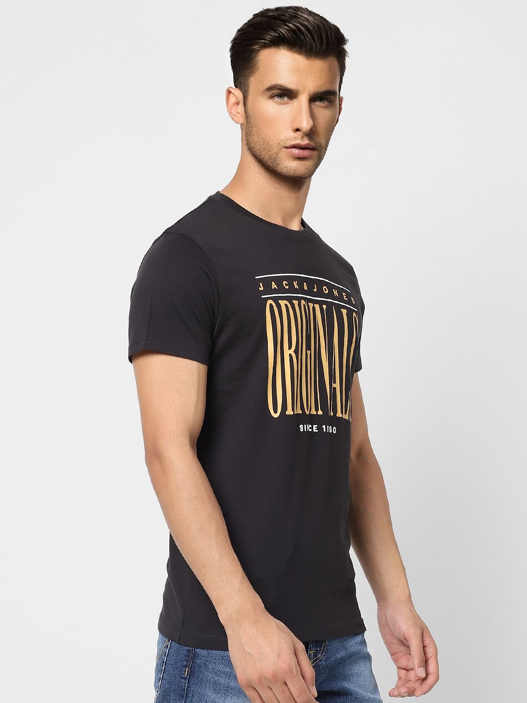 Black Logo Print Crew Neck T-shirt