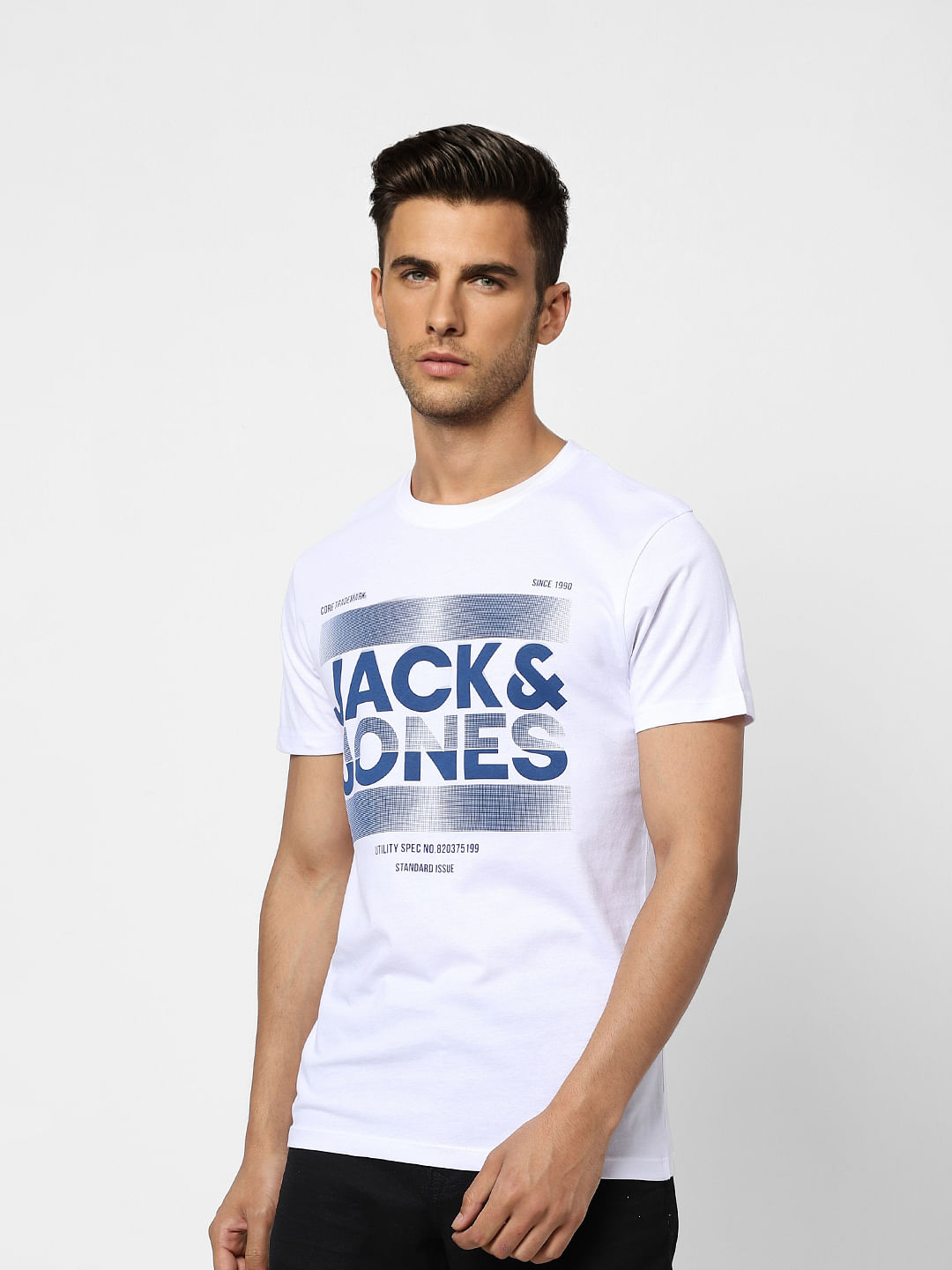 White Logo Print Crew Neck T-shirt