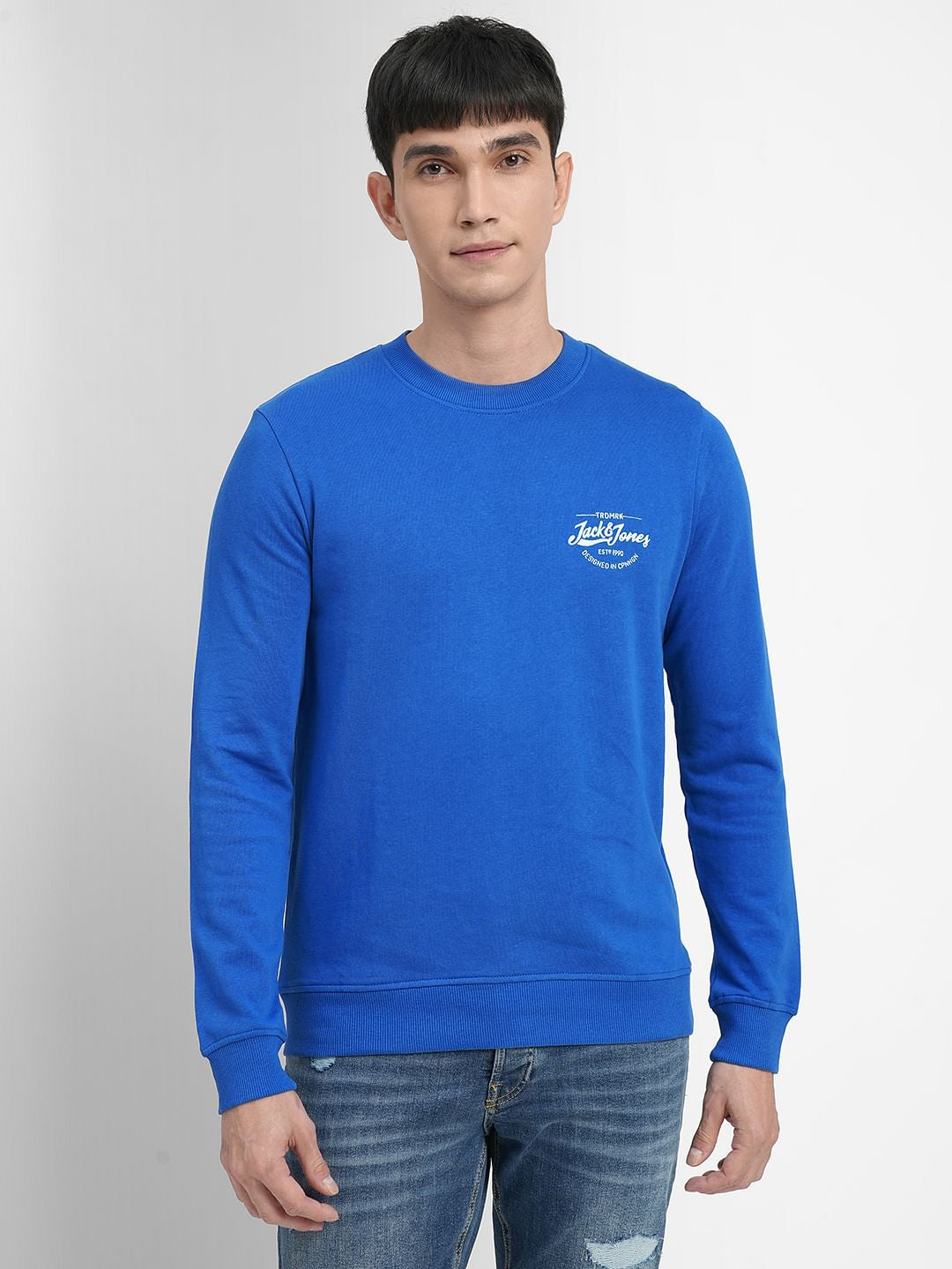 Blue Logo Print Sweatshirt
