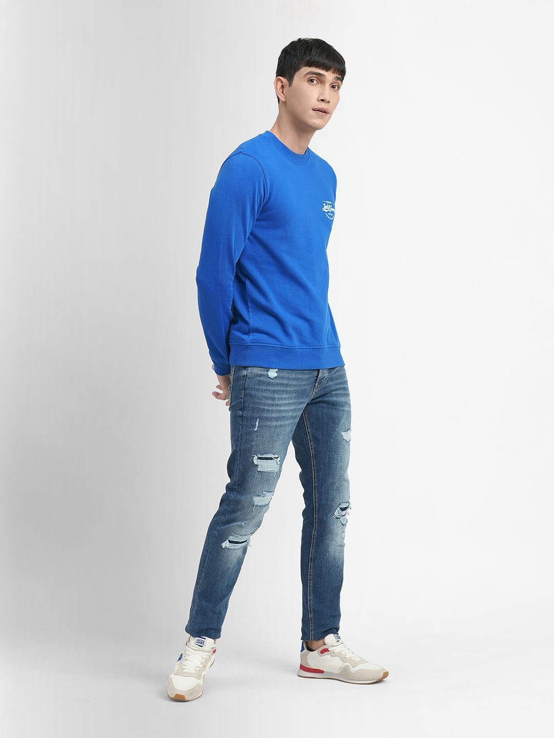 Blue Logo Print Sweatshirt