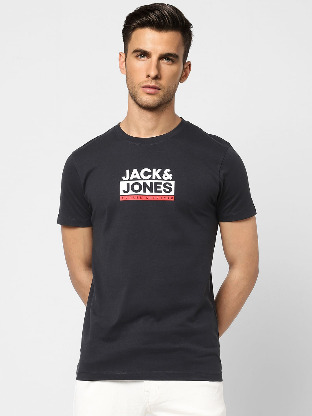 Black Logo Print Crew Neck T-shirt
