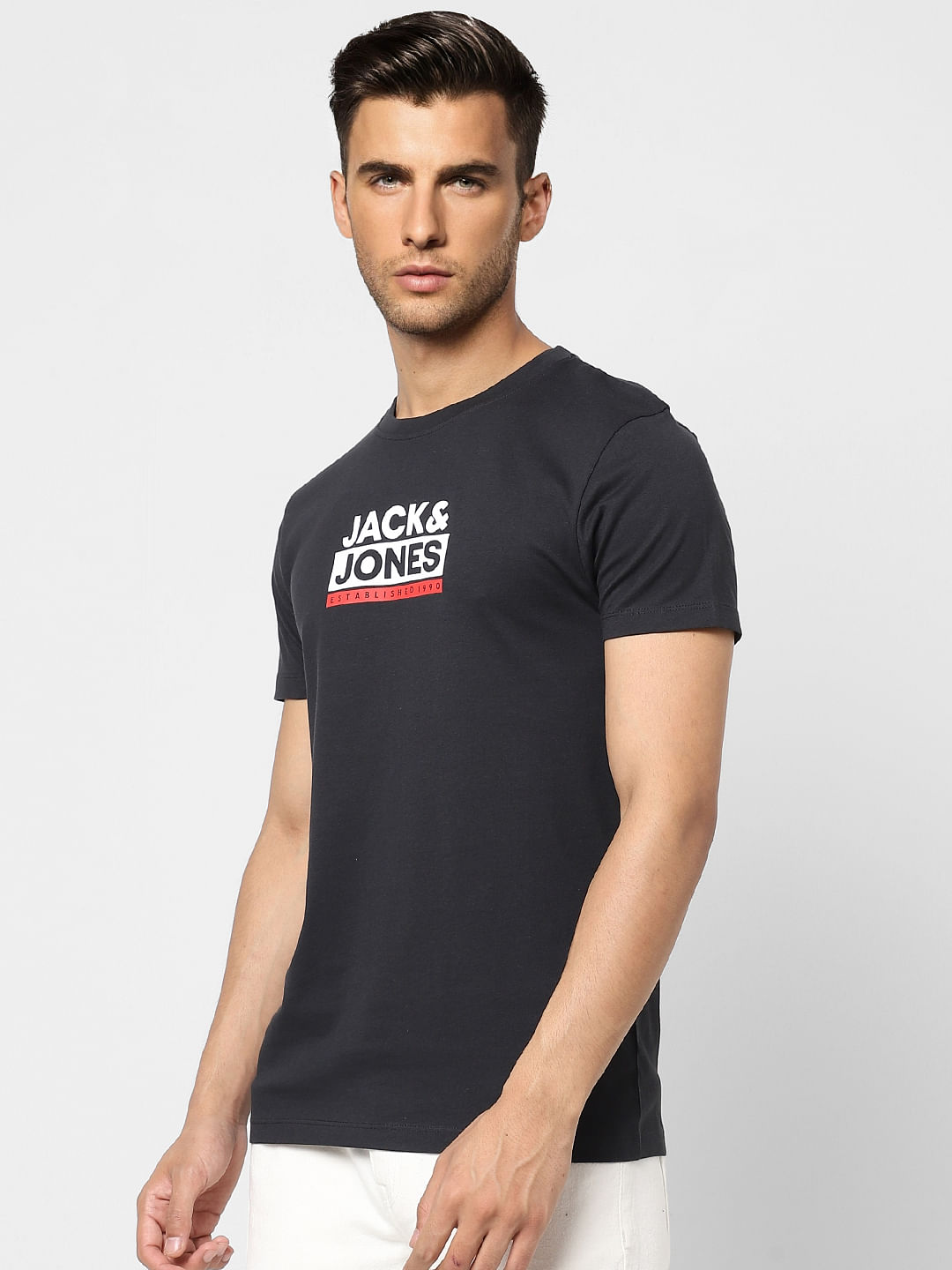 Black Logo Print Crew Neck T-shirt