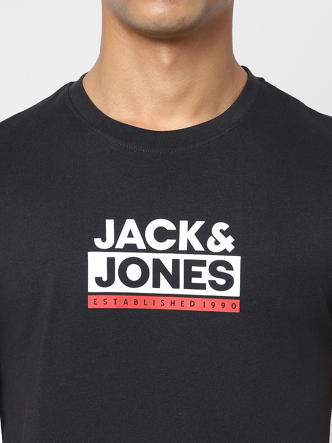 Black Logo Print Crew Neck T-shirt