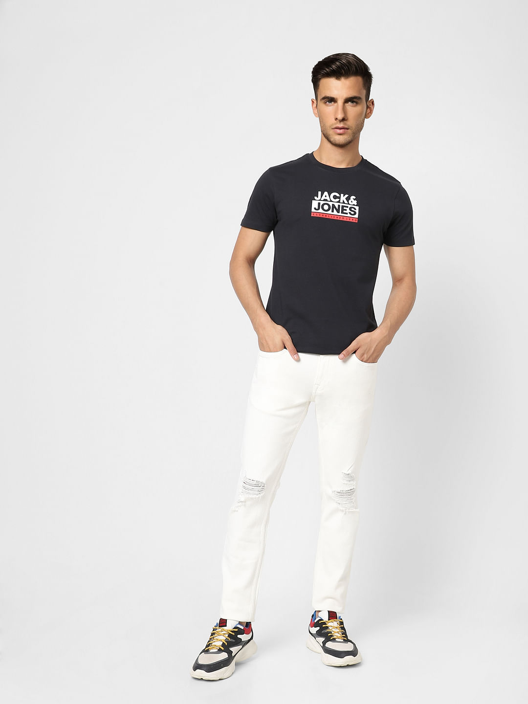 Black Logo Print Crew Neck T-shirt