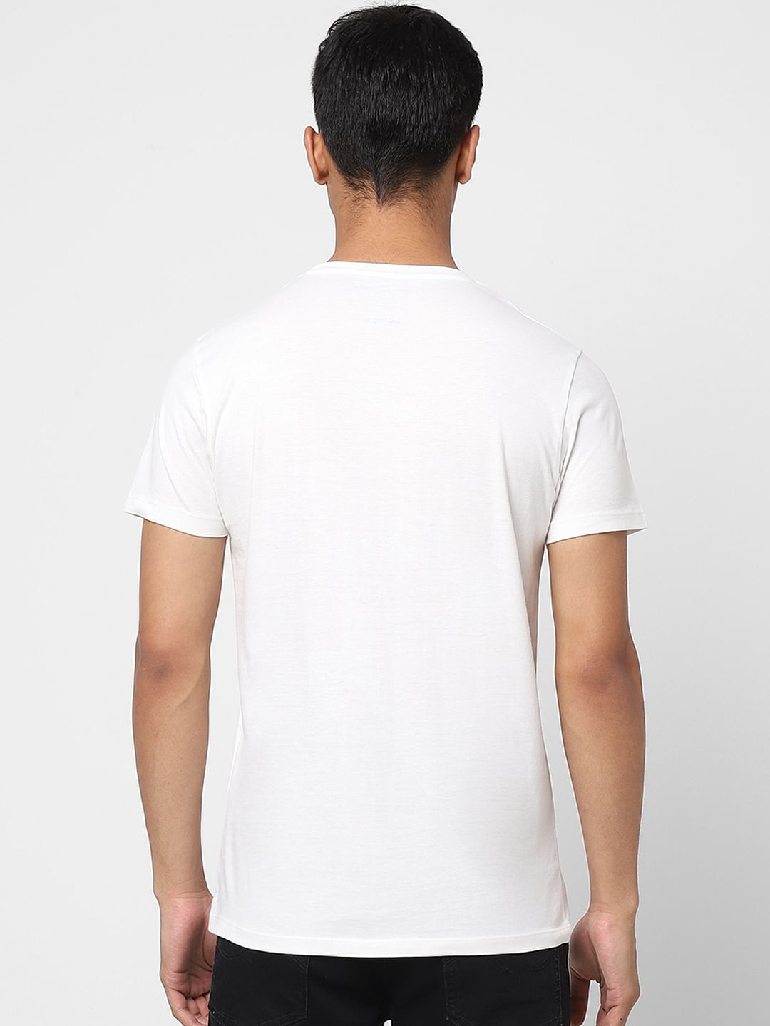 White Logo Print Crew Neck T-shirt