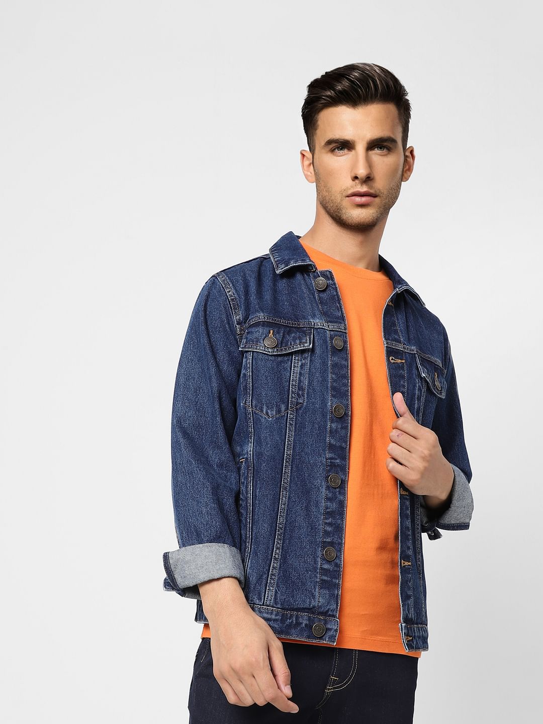 Orange Logo Print Crew Neck T-shirt