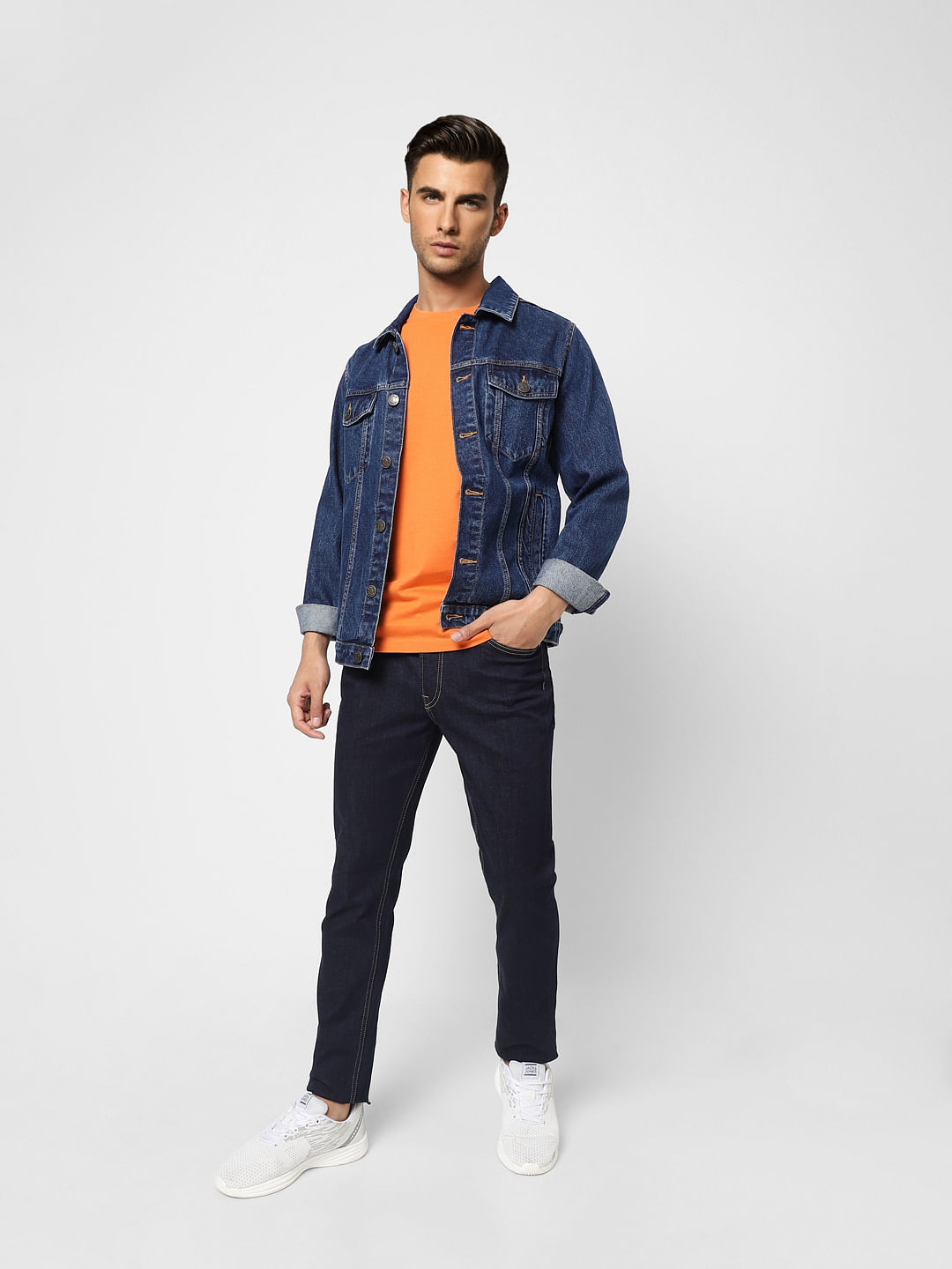 Orange Logo Print Crew Neck T-shirt