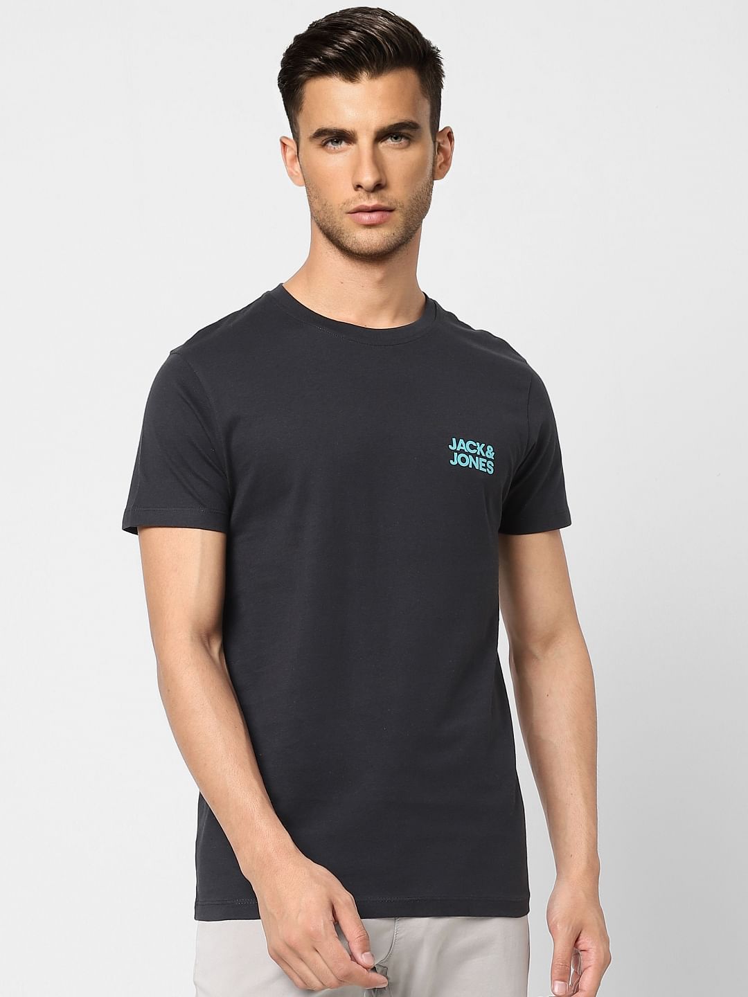 Black Logo Print Crew Neck T-shirt