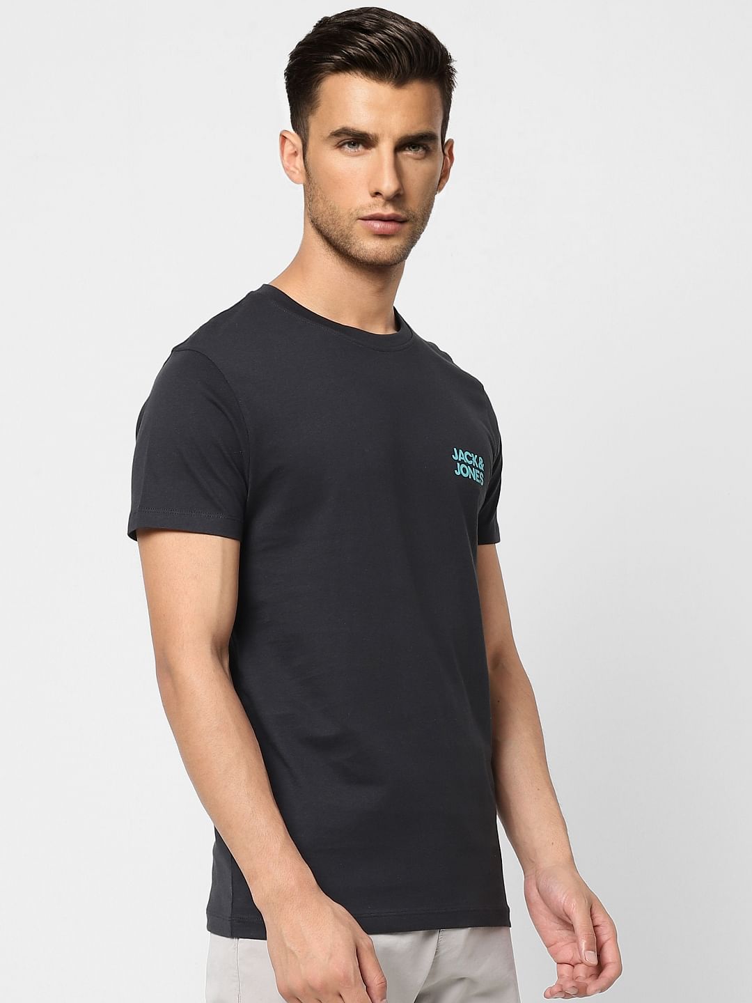 Black Logo Print Crew Neck T-shirt
