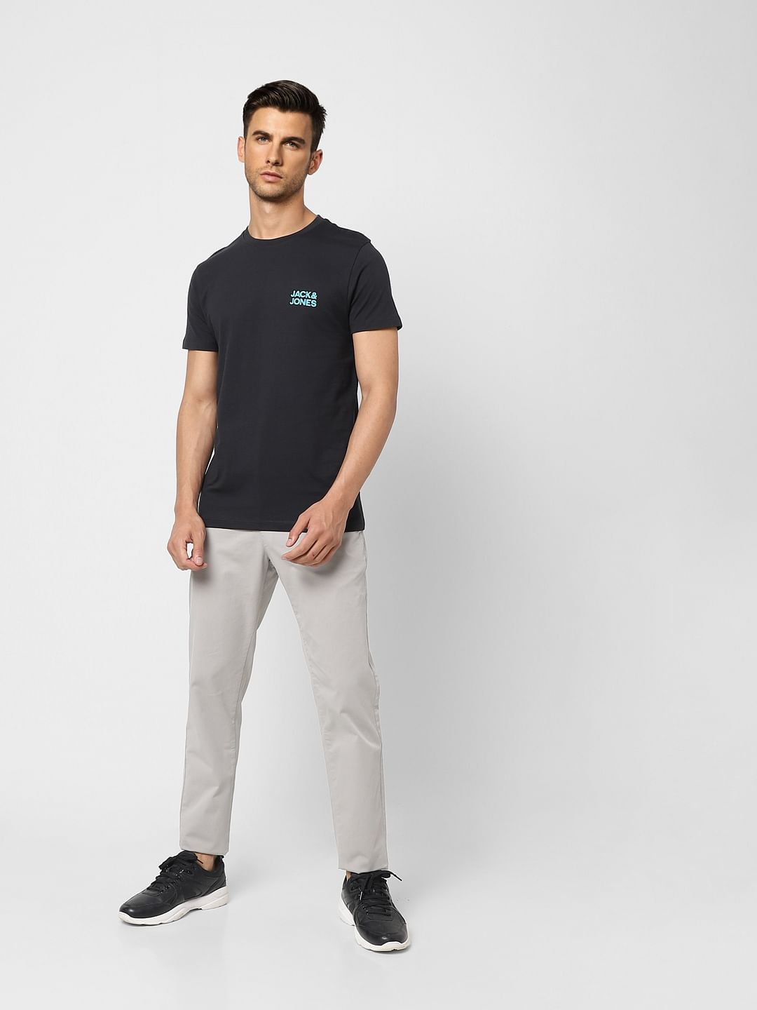 Black Logo Print Crew Neck T-shirt