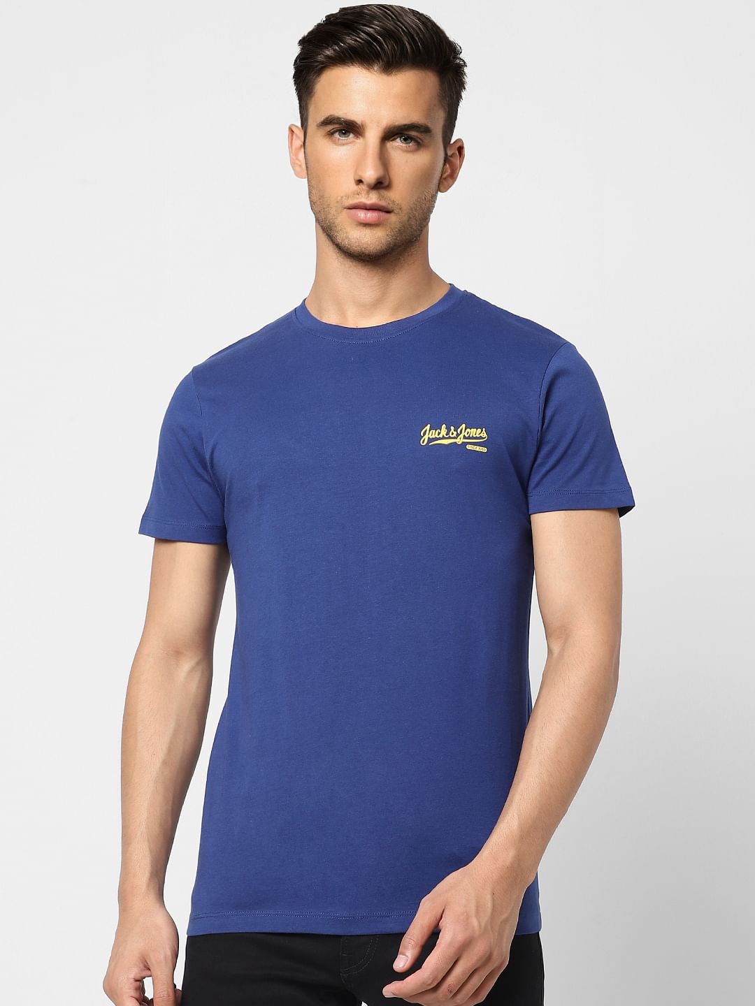 Blue Logo Print Crew Neck T-shirt