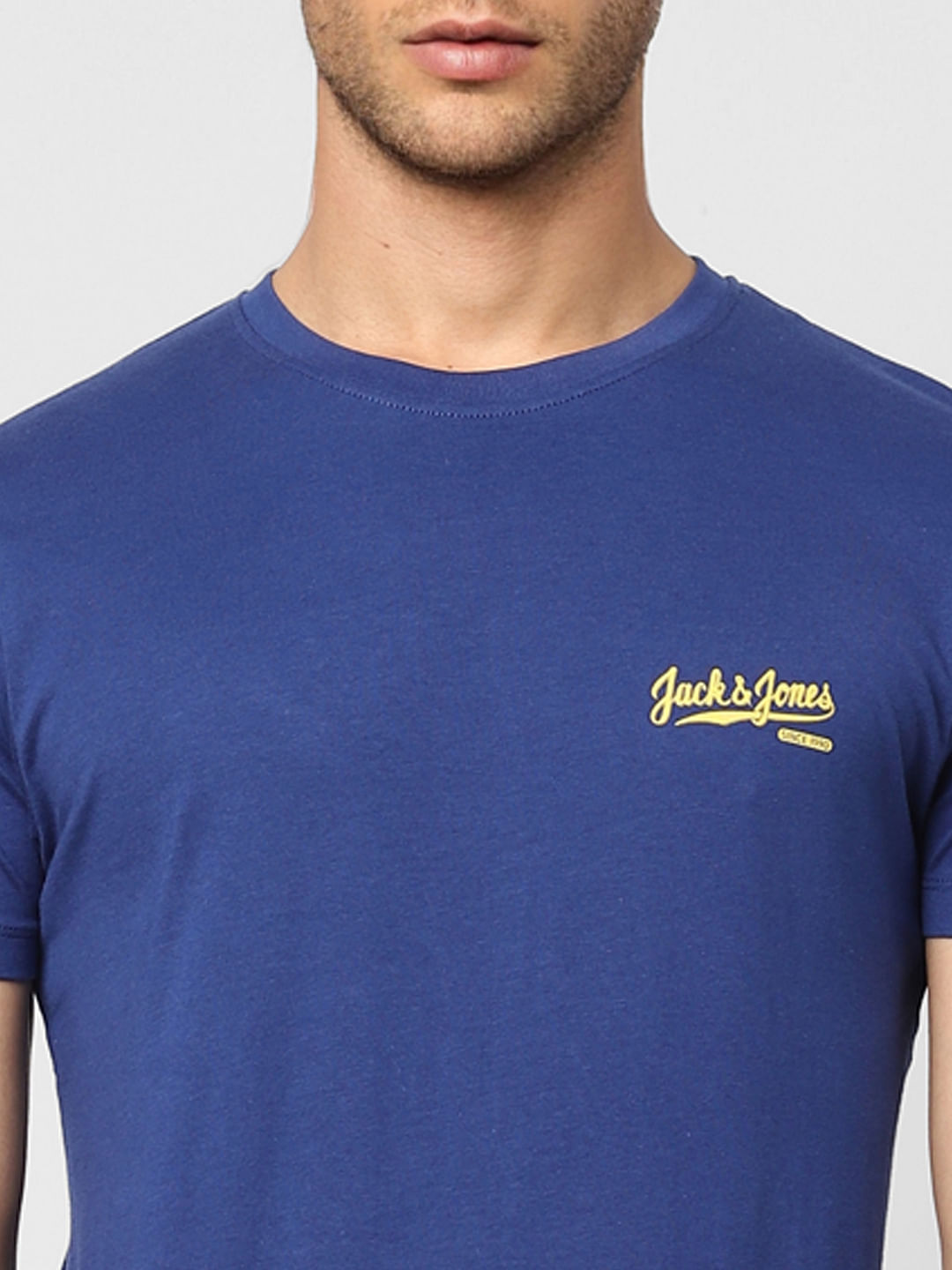 Blue Logo Print Crew Neck T-shirt