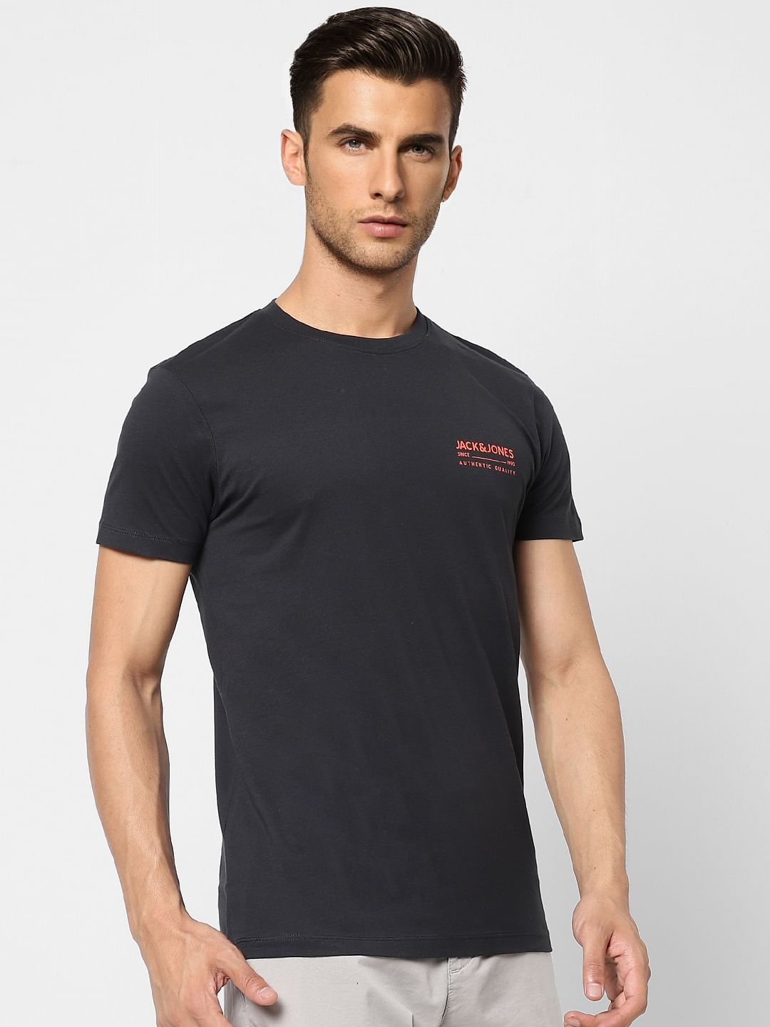 Black Logo Print Crew Neck T-shirt