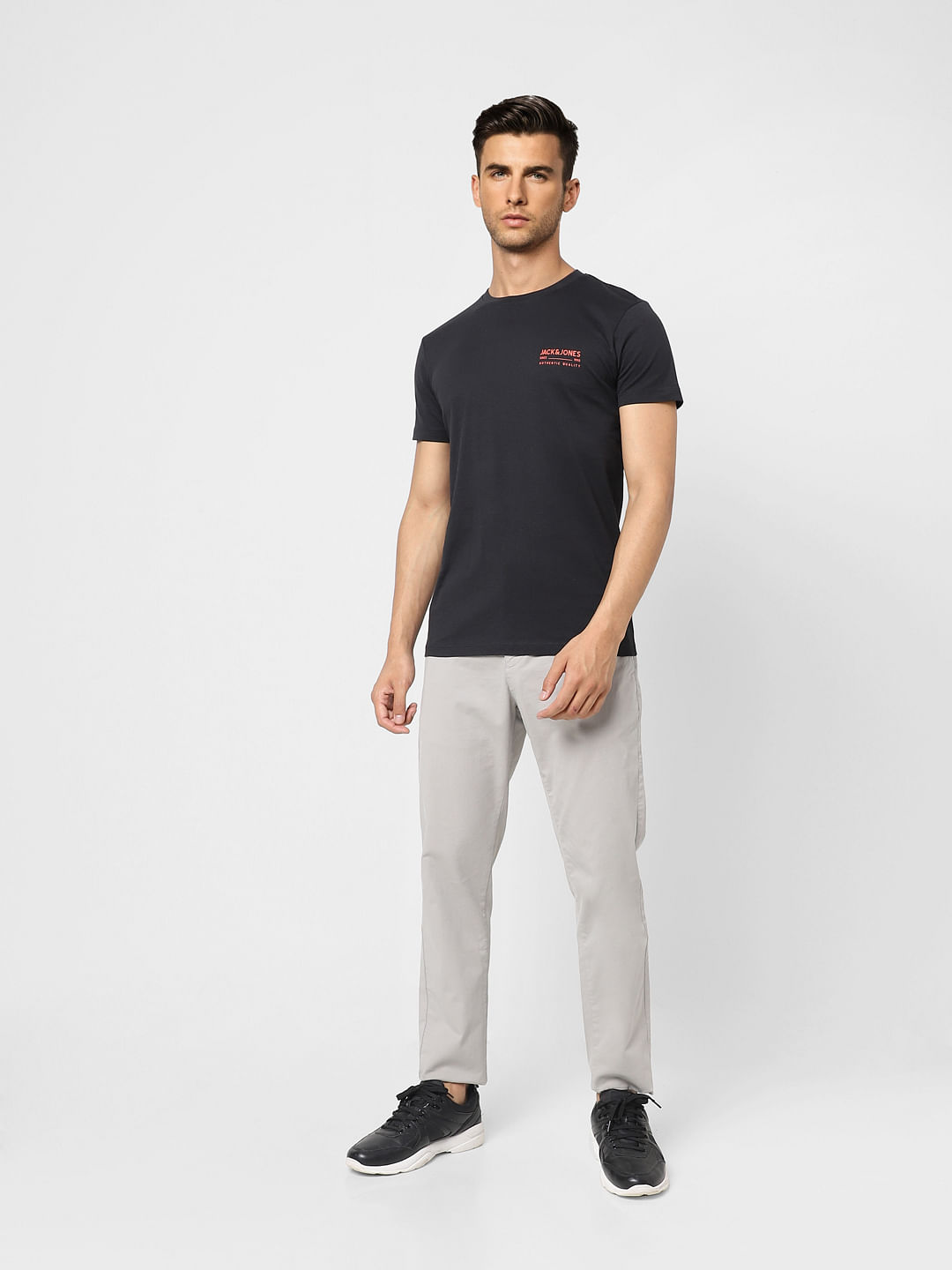 Black Logo Print Crew Neck T-shirt