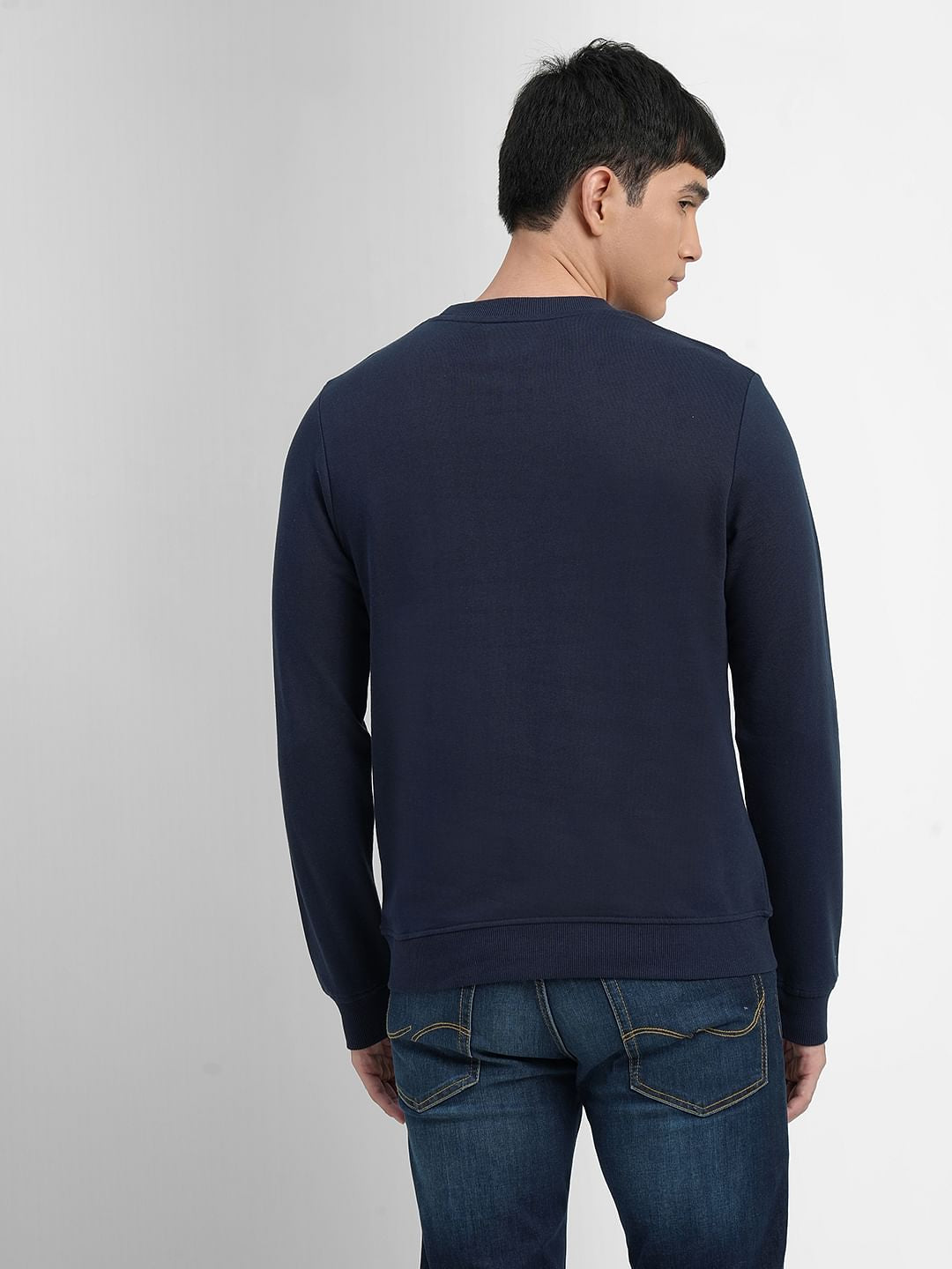 Navy Blue Logo Print Sweatshirt