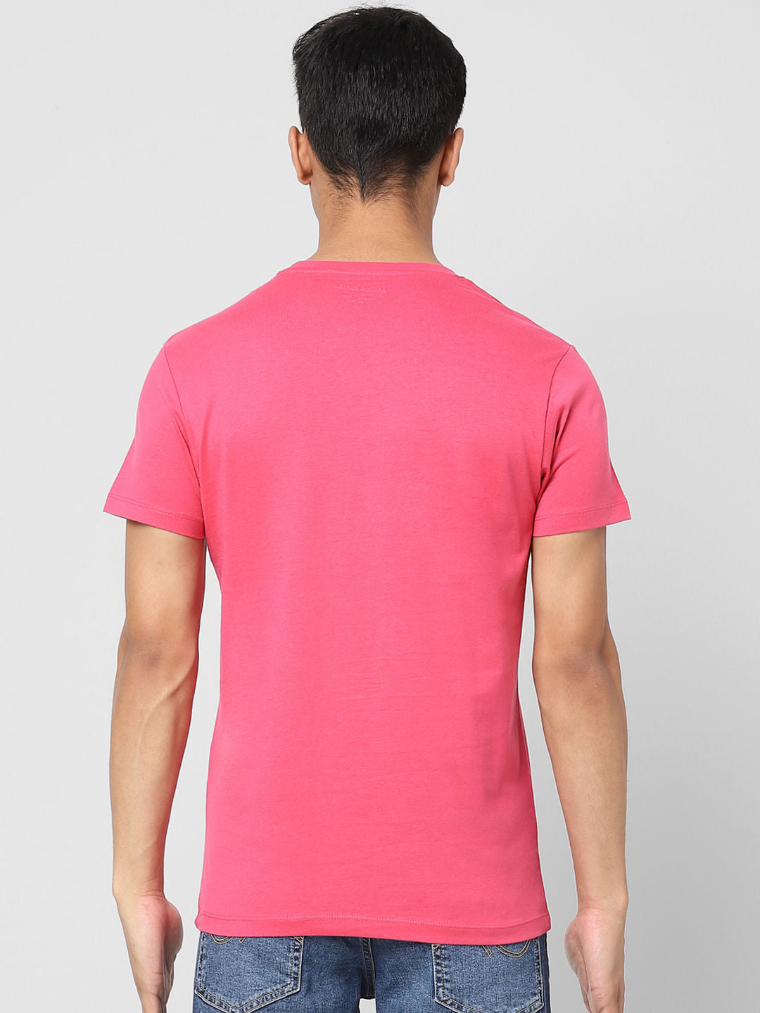 Pink Logo Print Crew Neck T-shirt