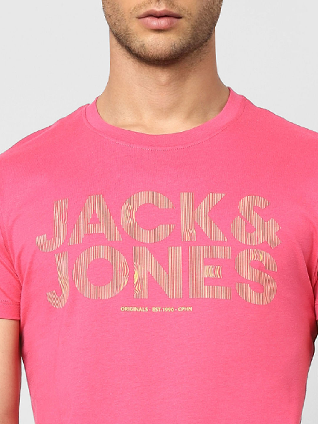 Pink Logo Print Crew Neck T-shirt