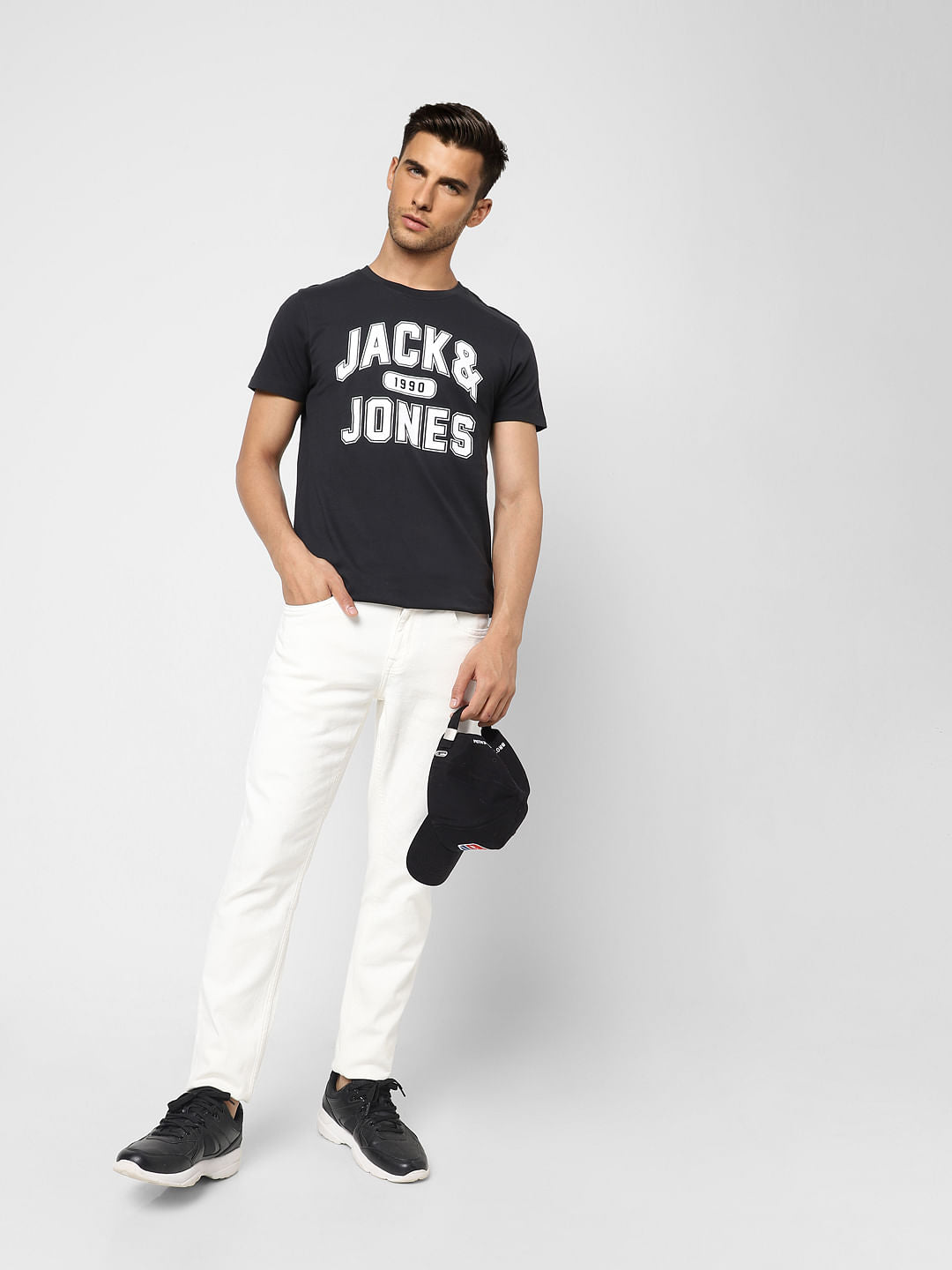 Black Logo Print Crew Neck T-shirt