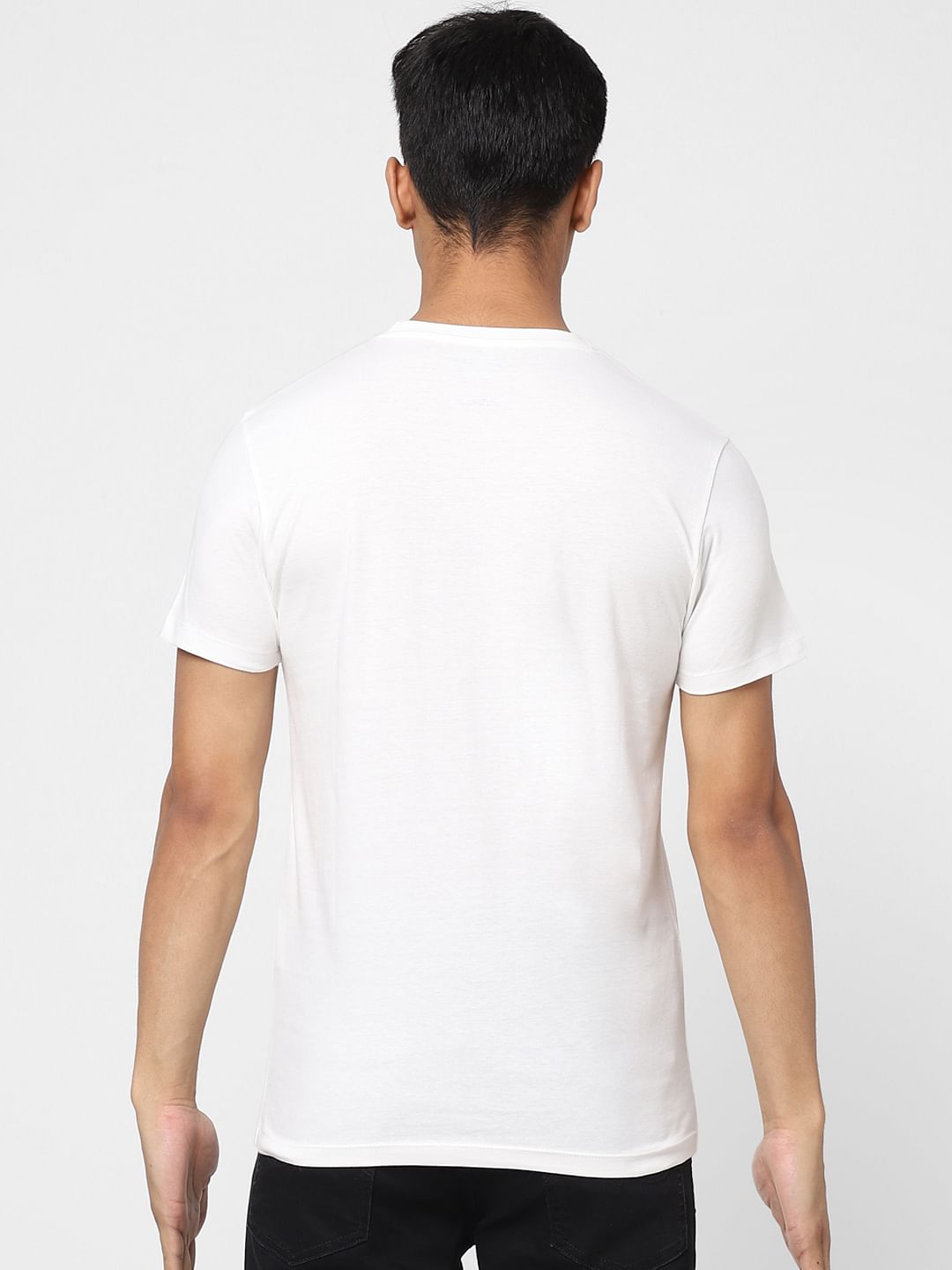 White Logo Print Crew Neck T-shirt
