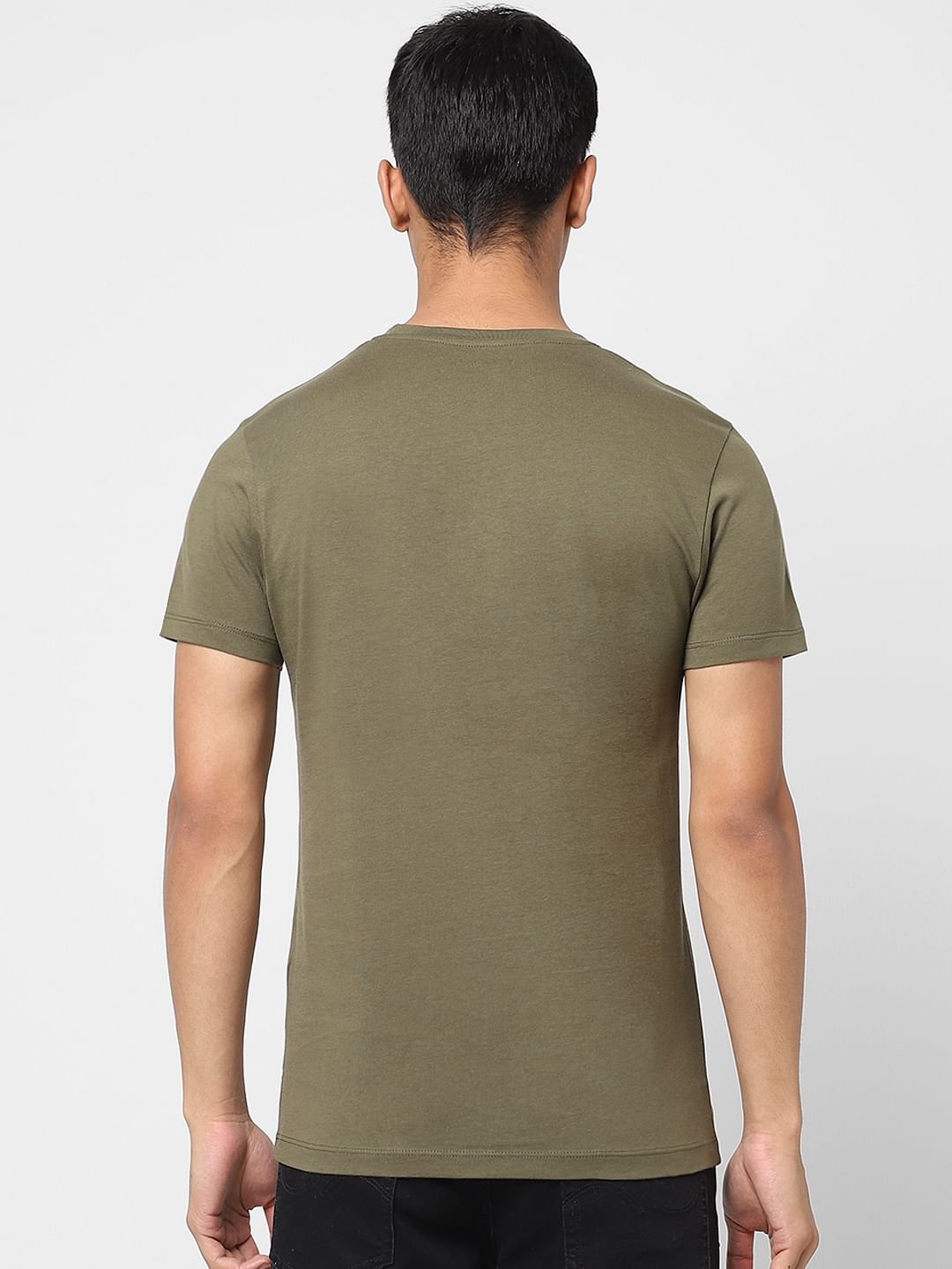 Olive Logo Print Crew Neck T-shirt