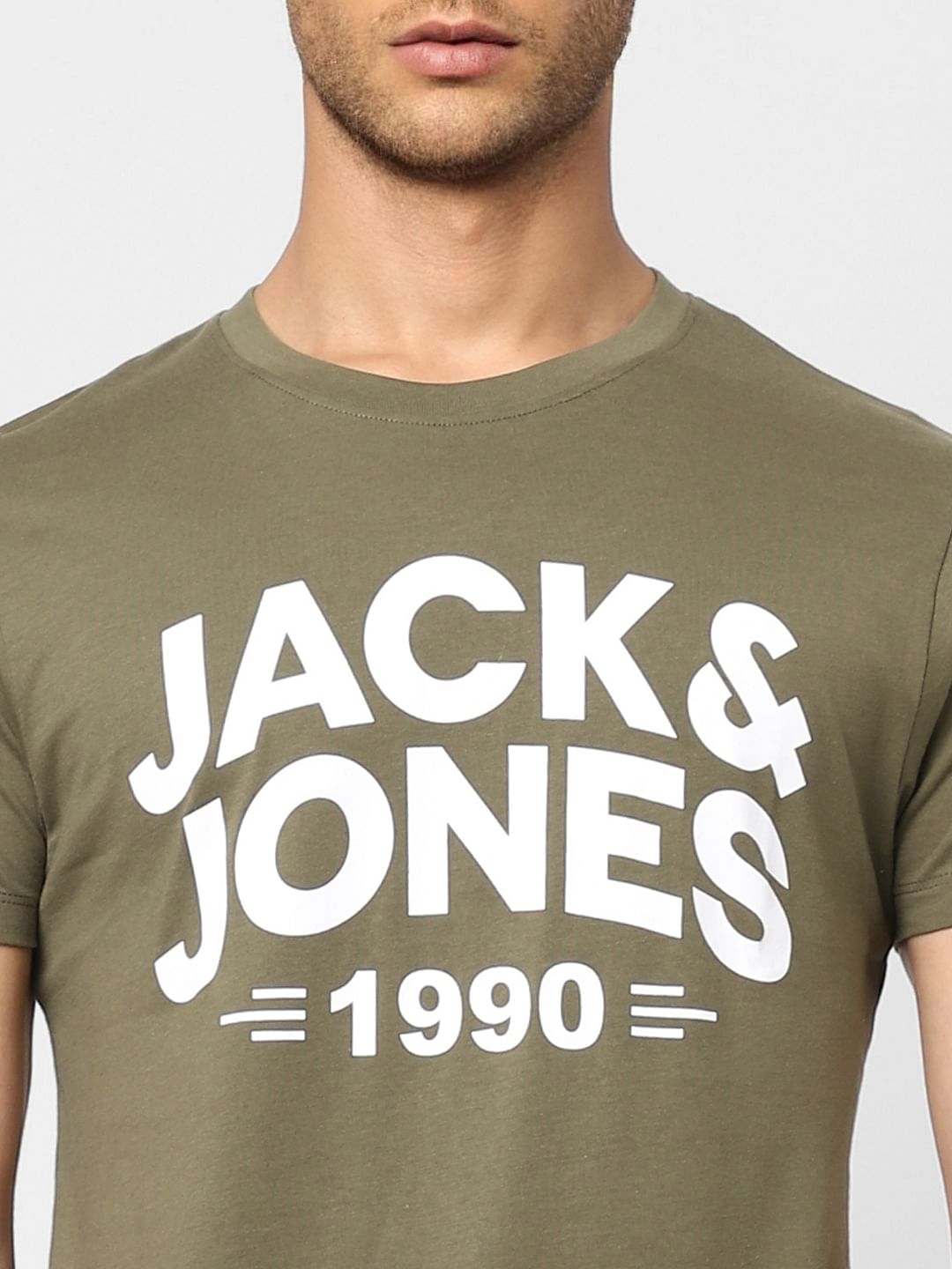 Olive Logo Print Crew Neck T-shirt
