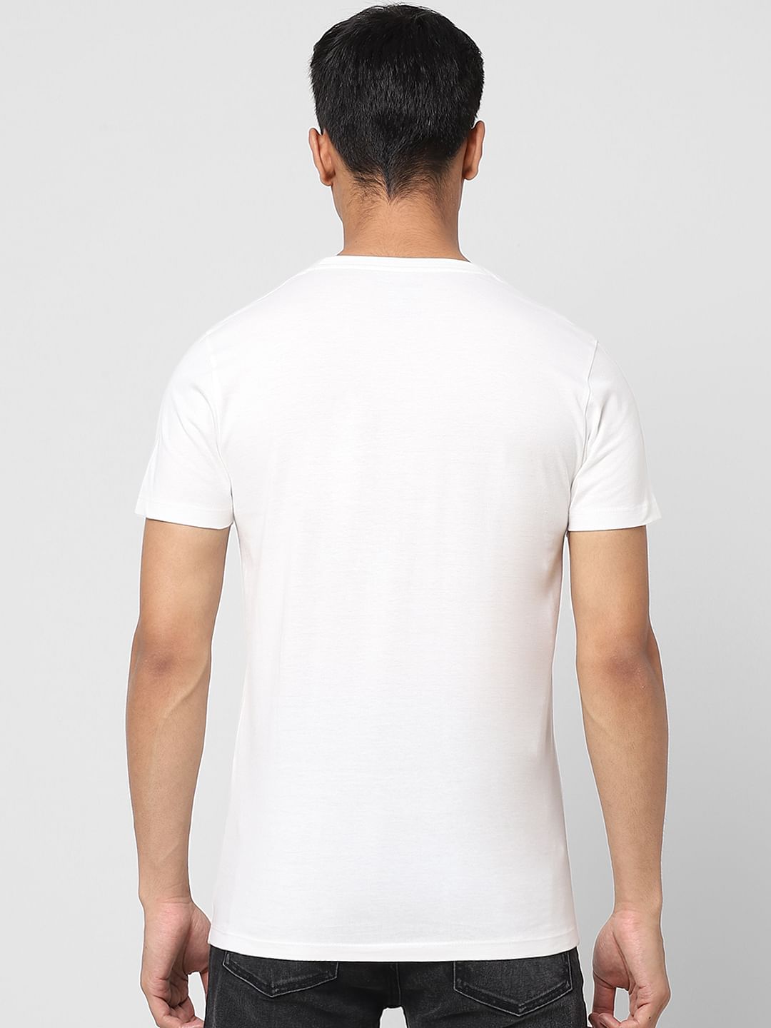 White Logo Print Crew Neck T-shirt