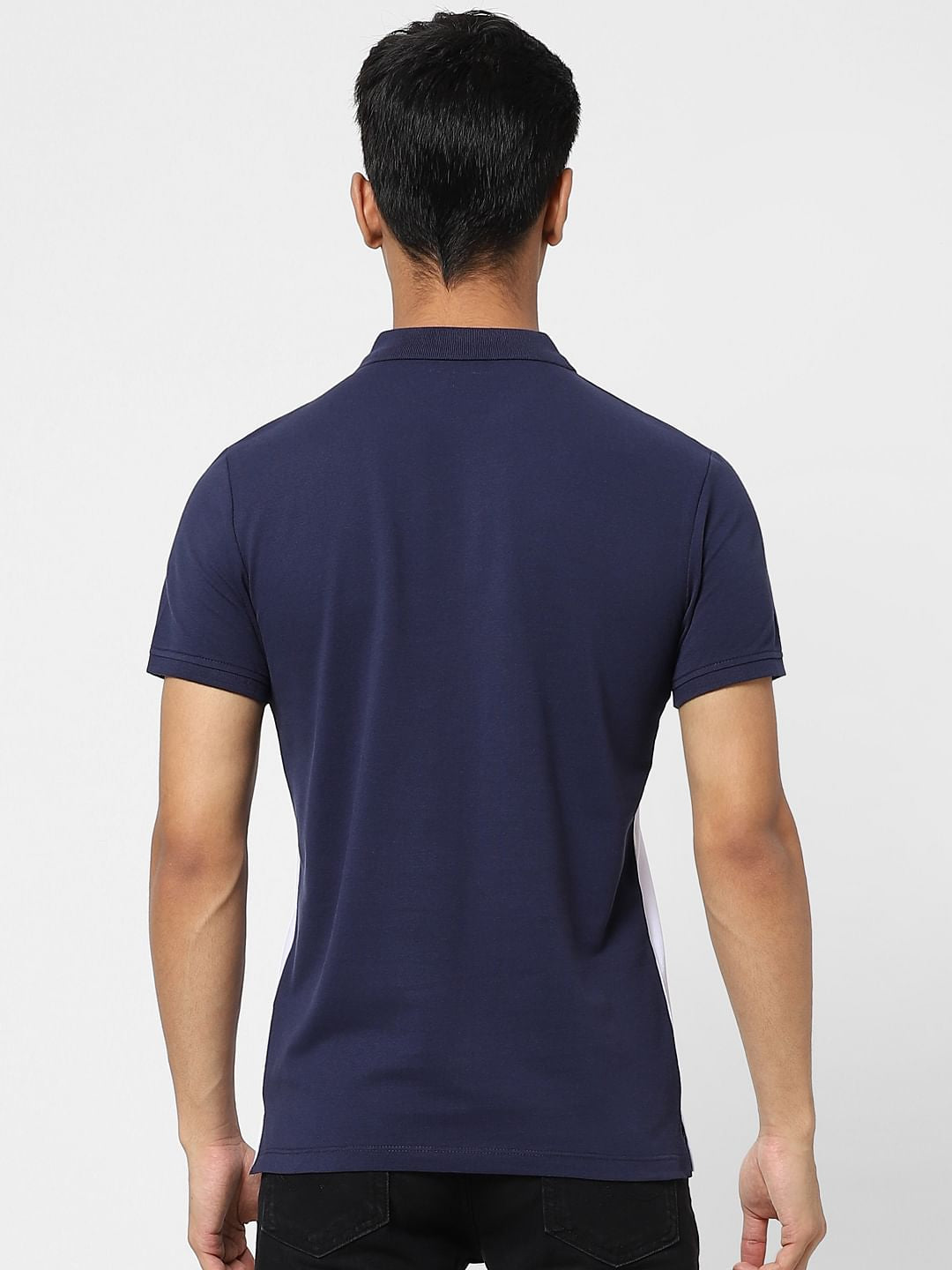 Blue Colourblocked Polo T-shirt