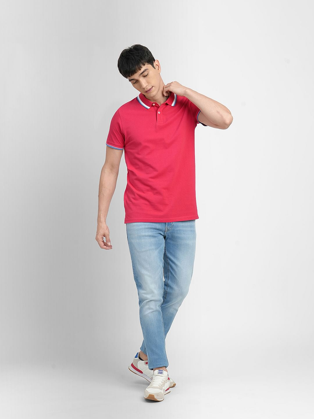 Pink Polo Neck T-shirt