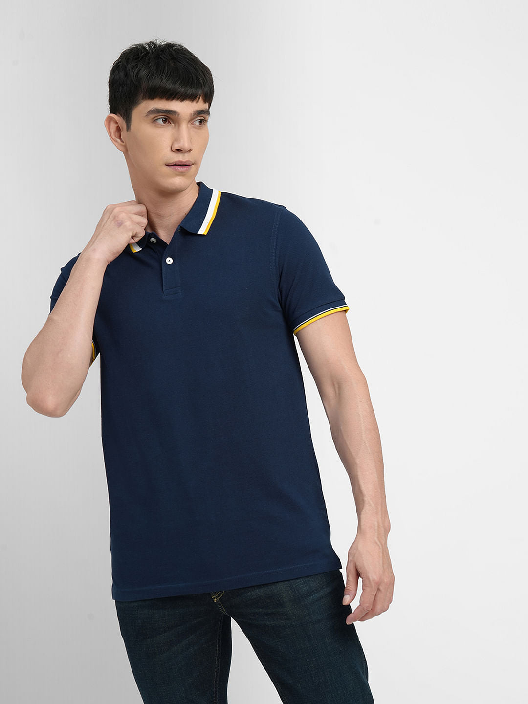 Navy Blue Polo Neck T-shirt