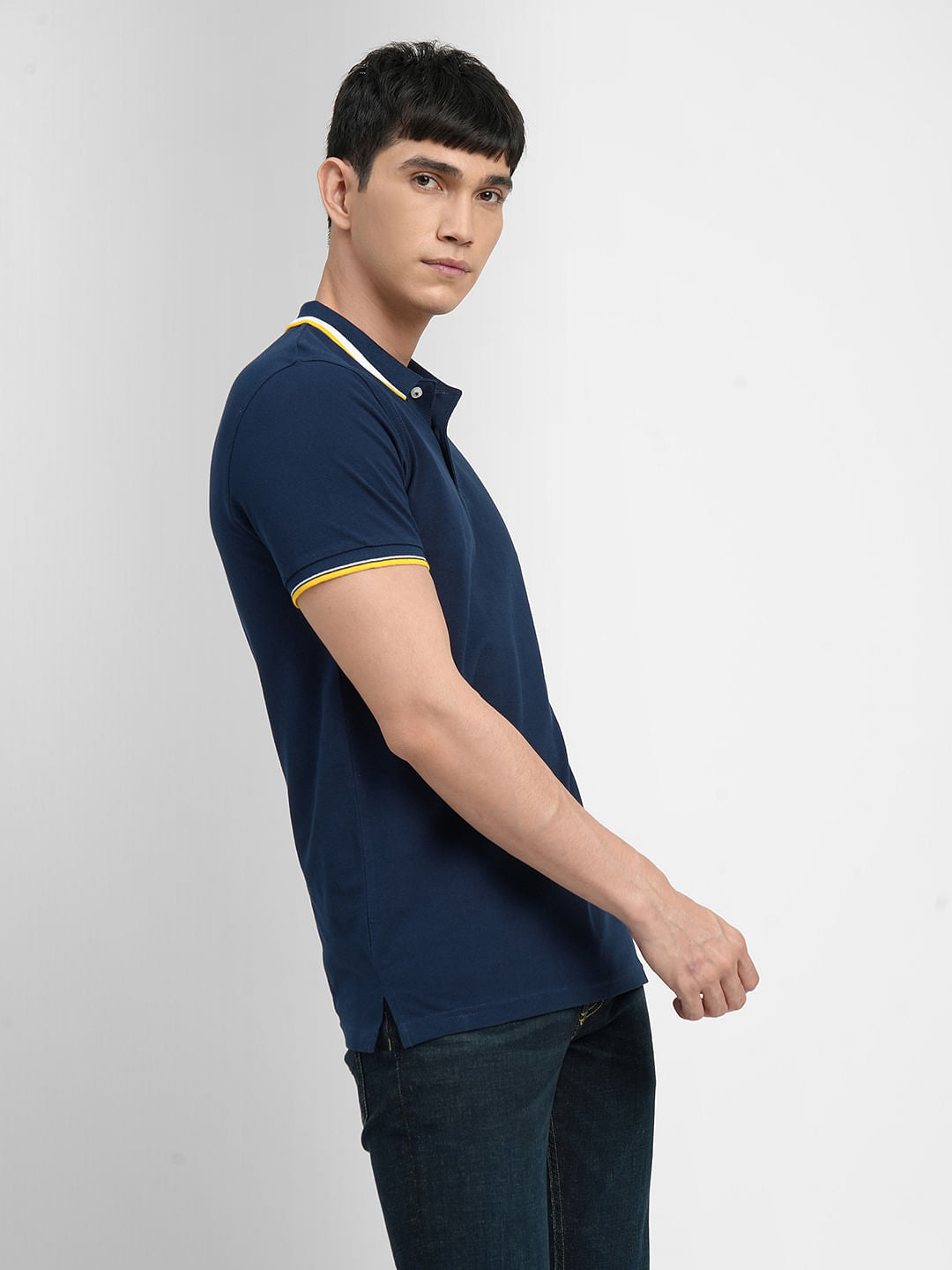 Navy Blue Polo Neck T-shirt