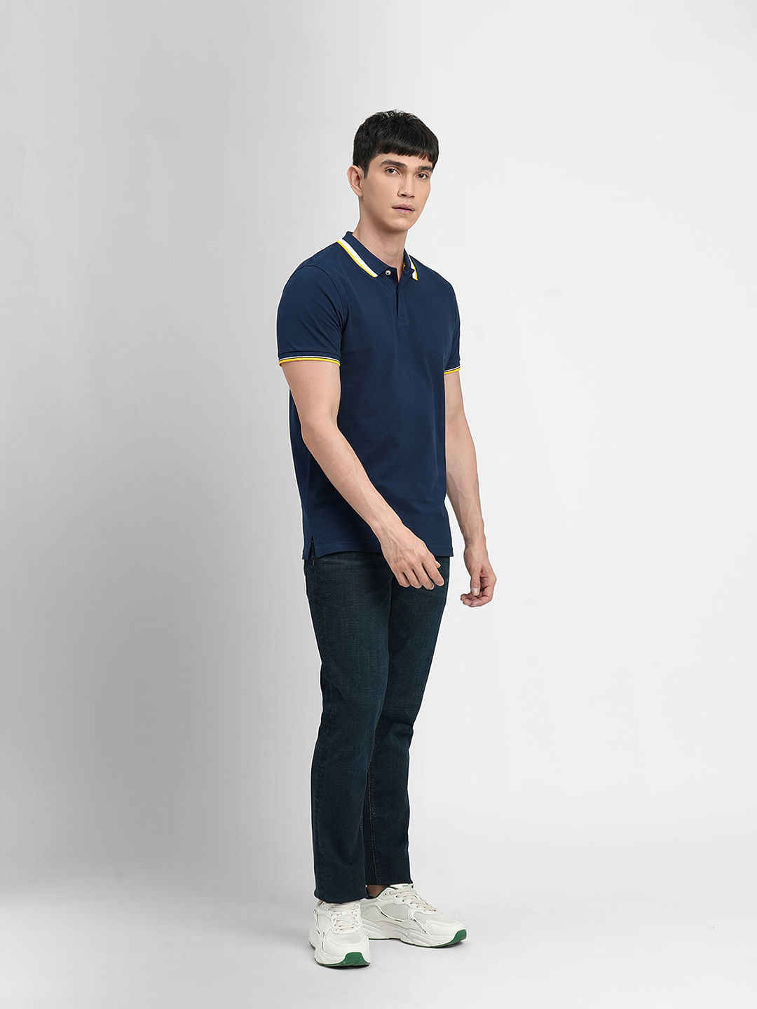 Navy Blue Polo Neck T-shirt