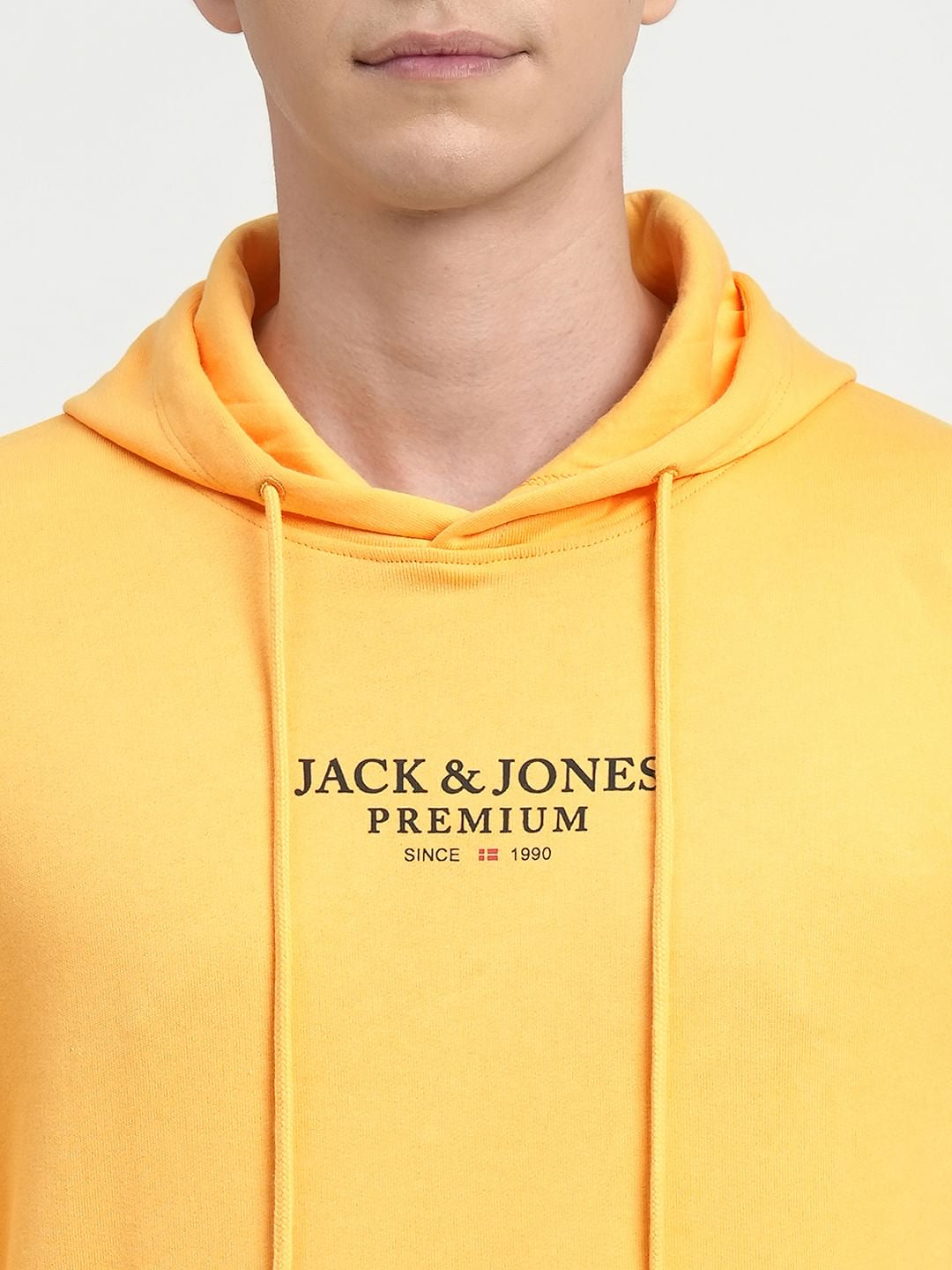 Yellow Logo Print Hooded Sweatshirt