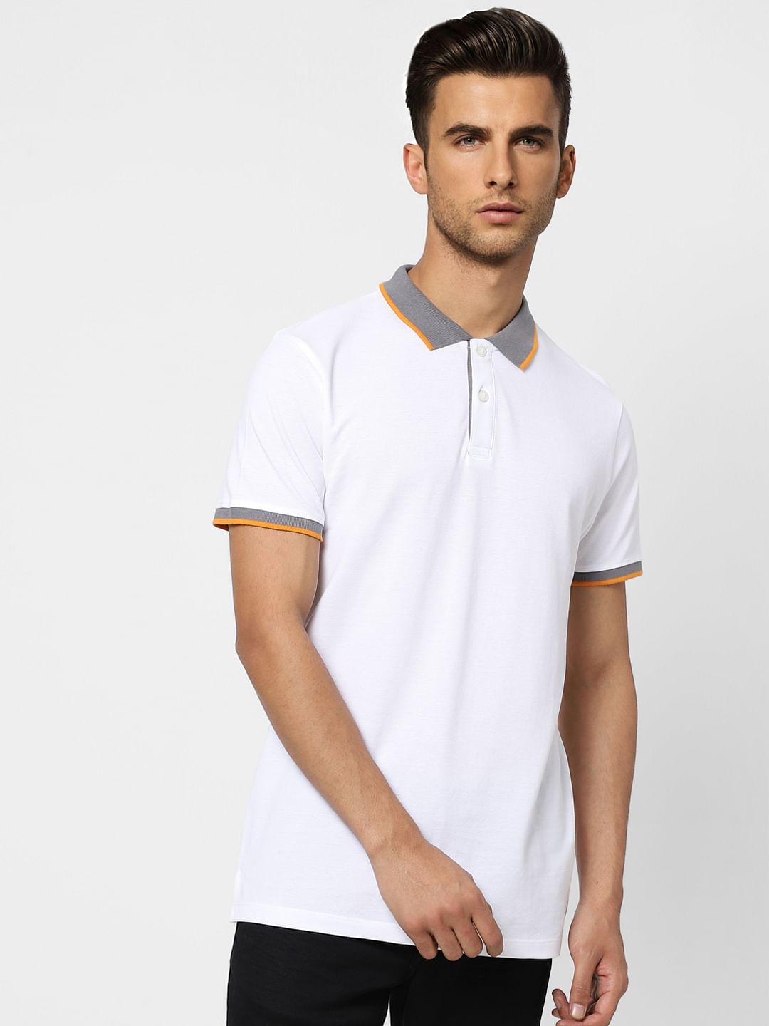 White Contrast Tipping Polo T-shirt