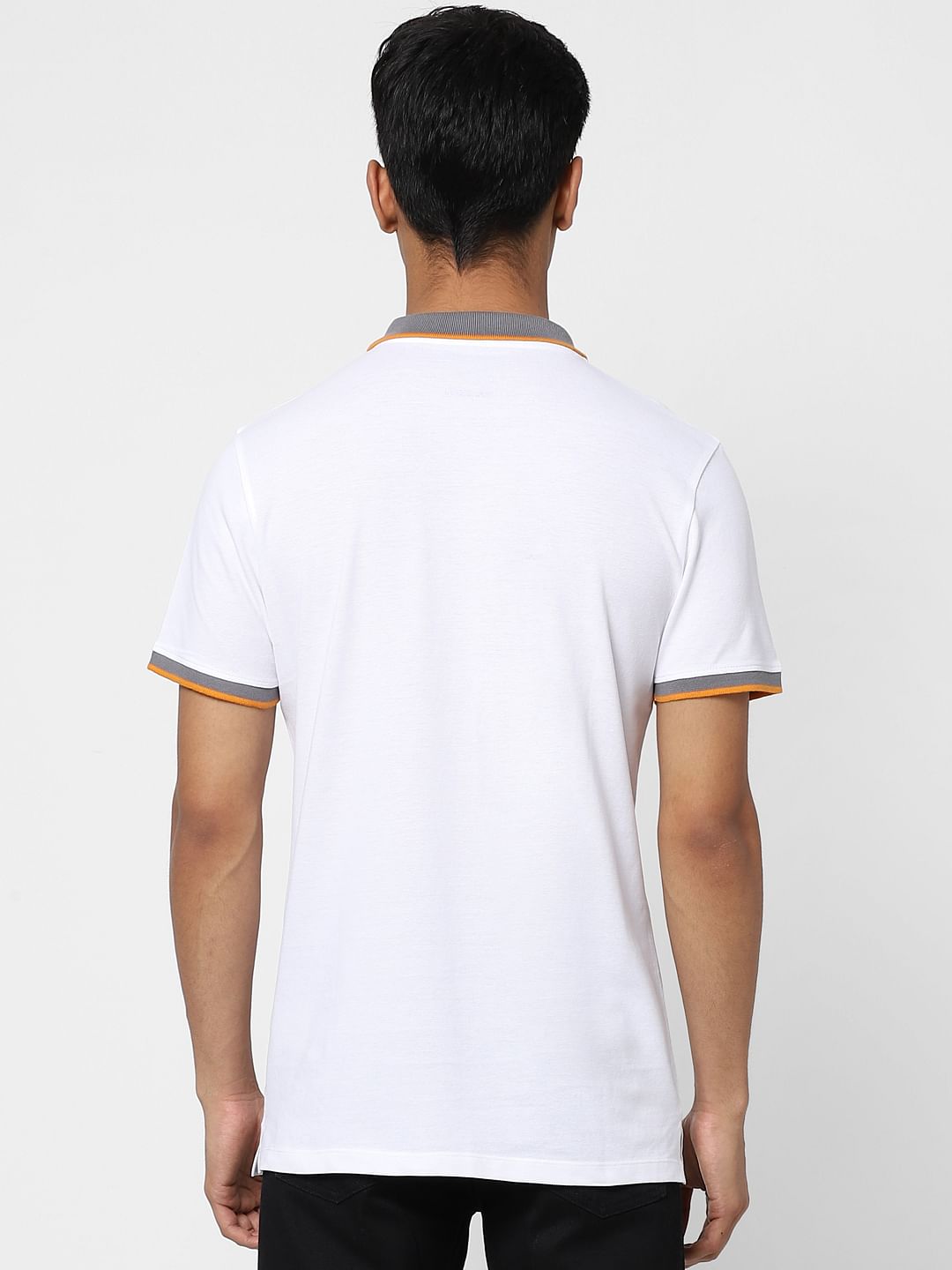 White Contrast Tipping Polo T-shirt
