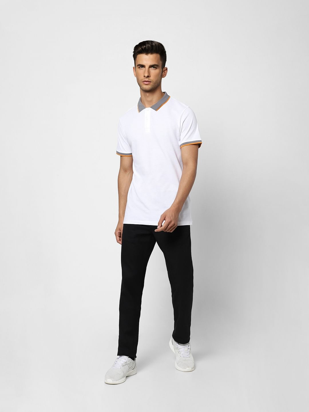 White Contrast Tipping Polo T-shirt