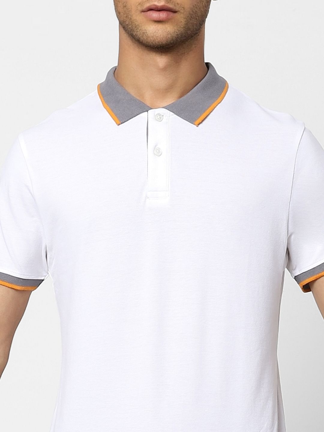 White Contrast Tipping Polo T-shirt