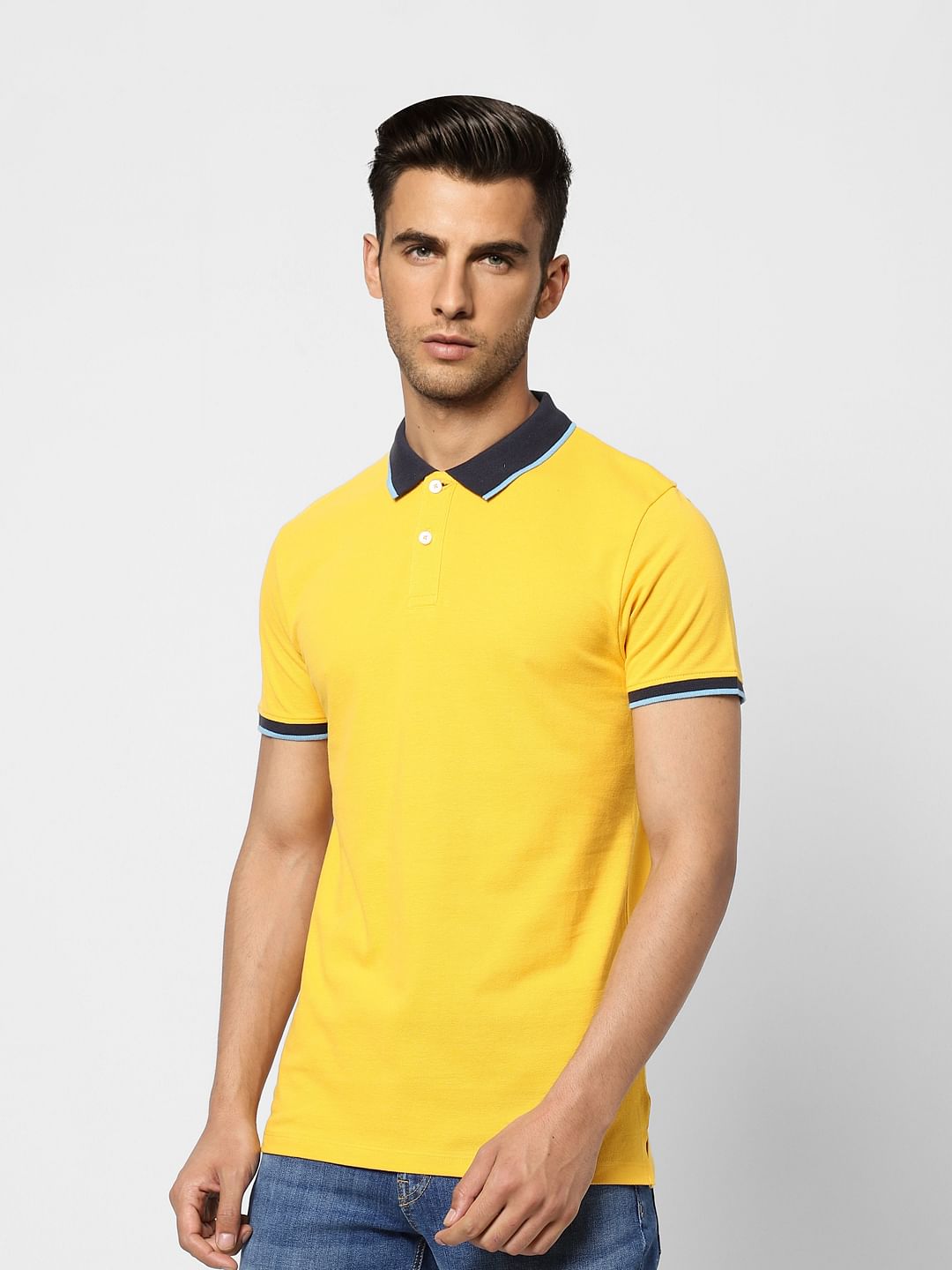 Yellow Contrast Tipping Polo T-shirt