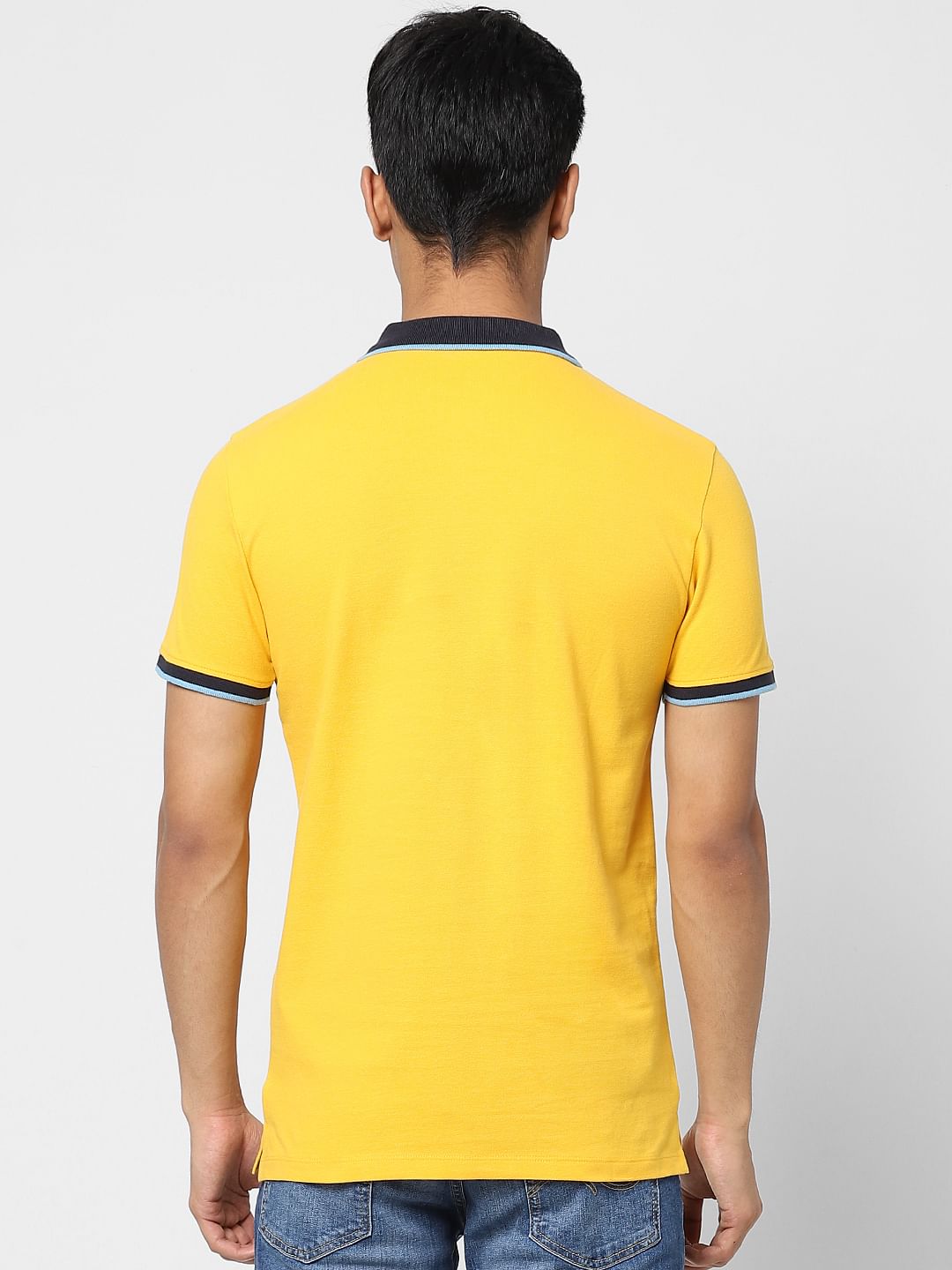 Yellow Contrast Tipping Polo T-shirt