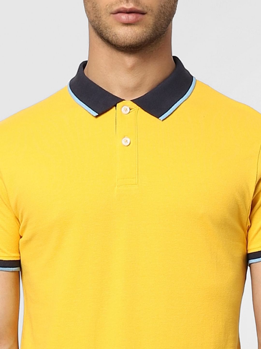 Yellow Contrast Tipping Polo T-shirt