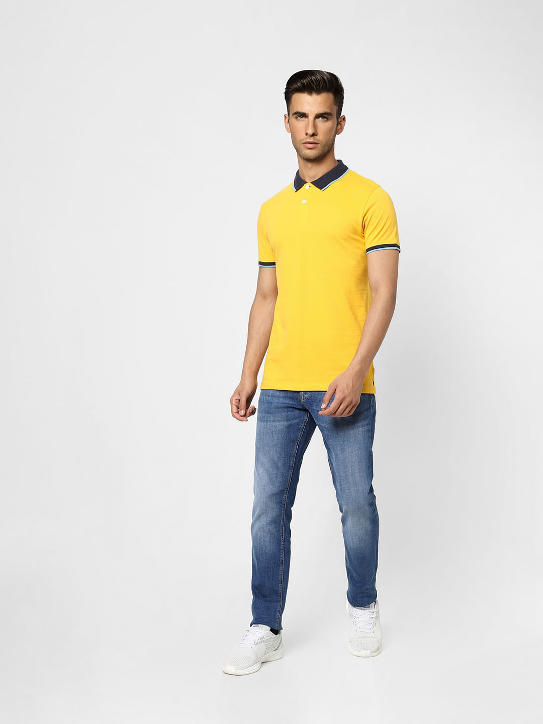 Yellow Contrast Tipping Polo T-shirt