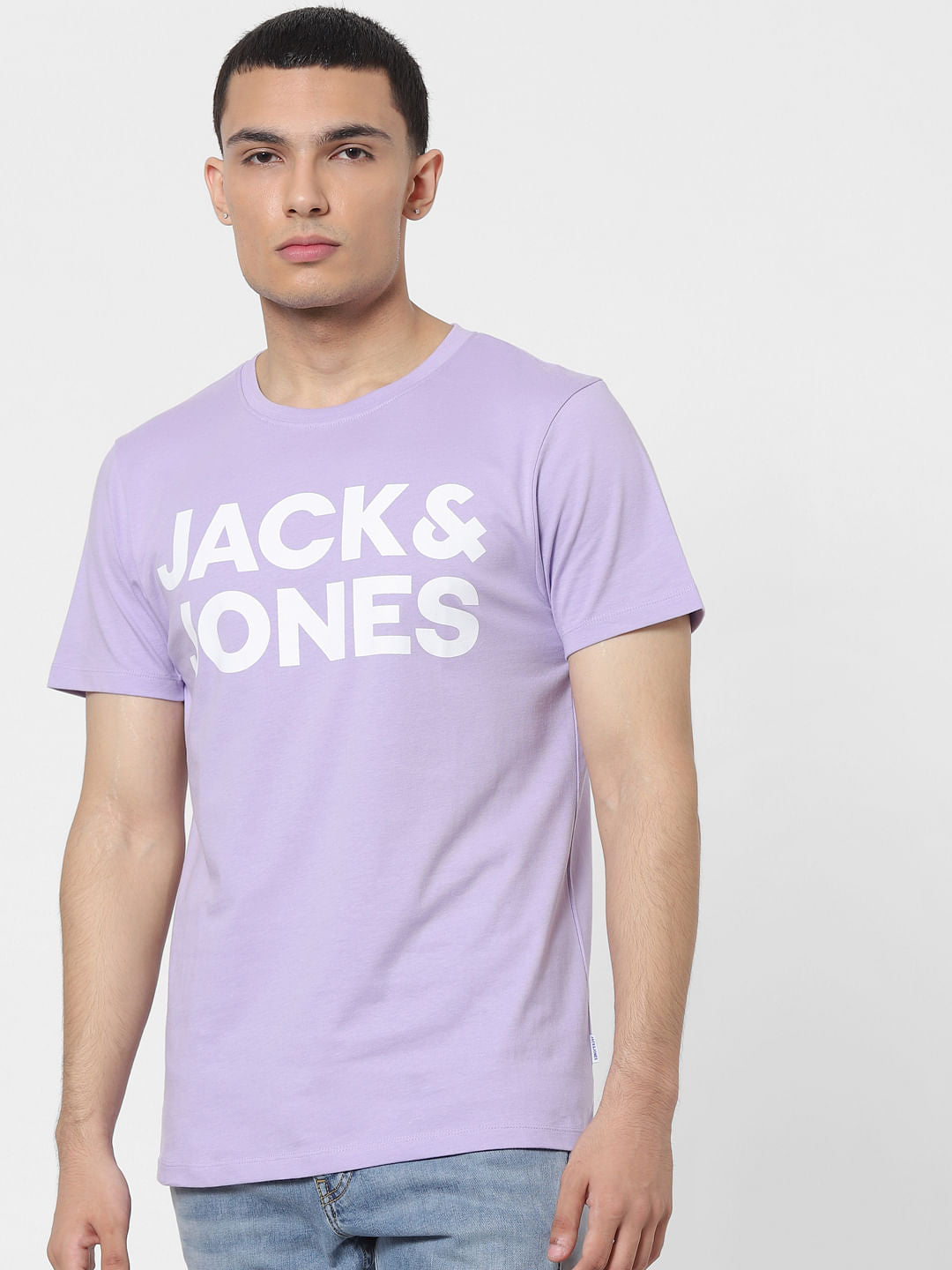Lilac Logo Print Crew Neck T-shirt