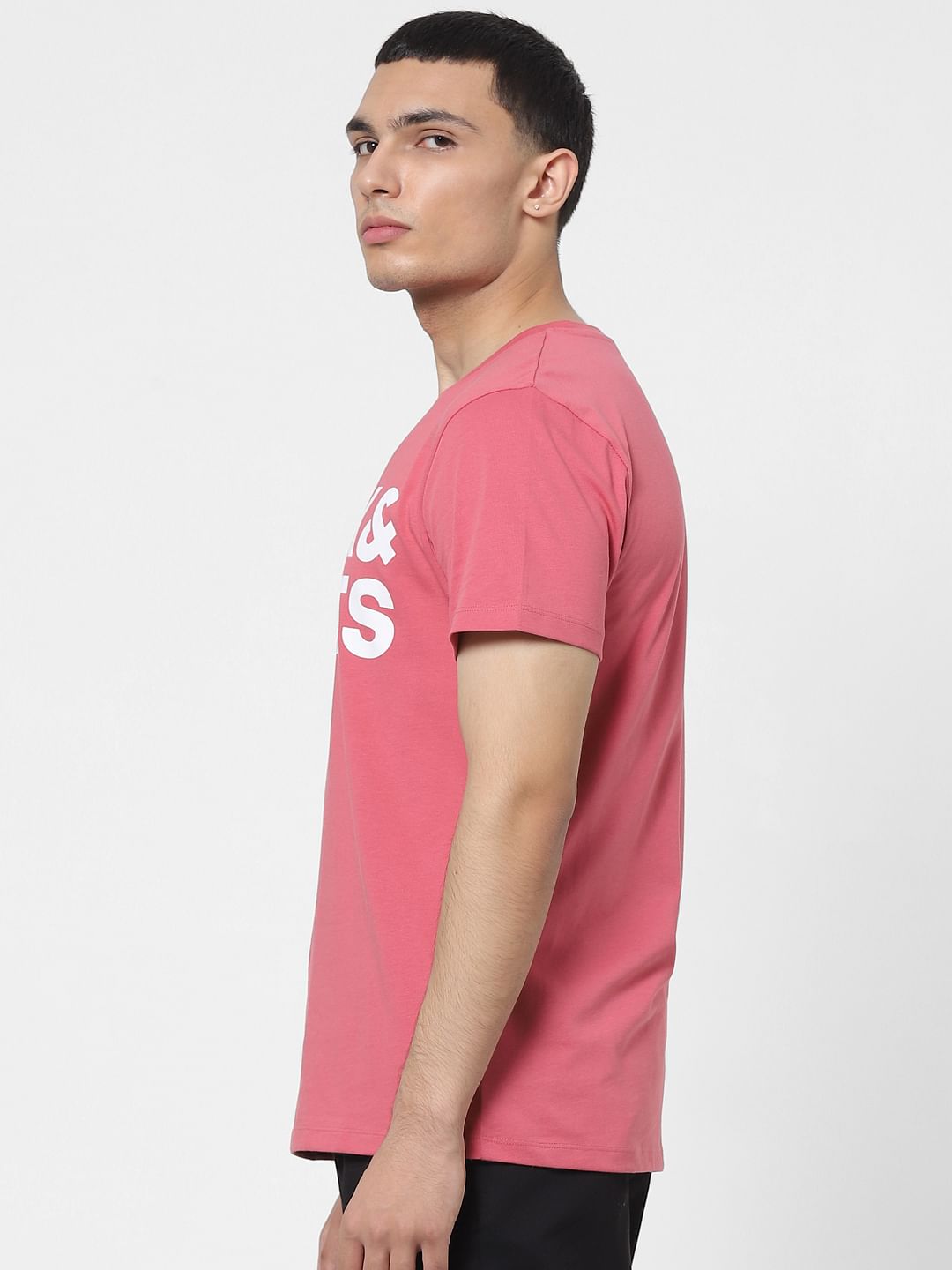 Pink Logo Print Crew Neck T-shirt