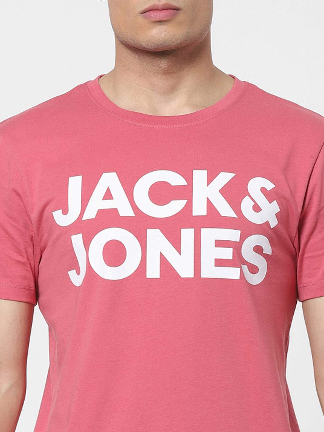 Pink Logo Print Crew Neck T-shirt