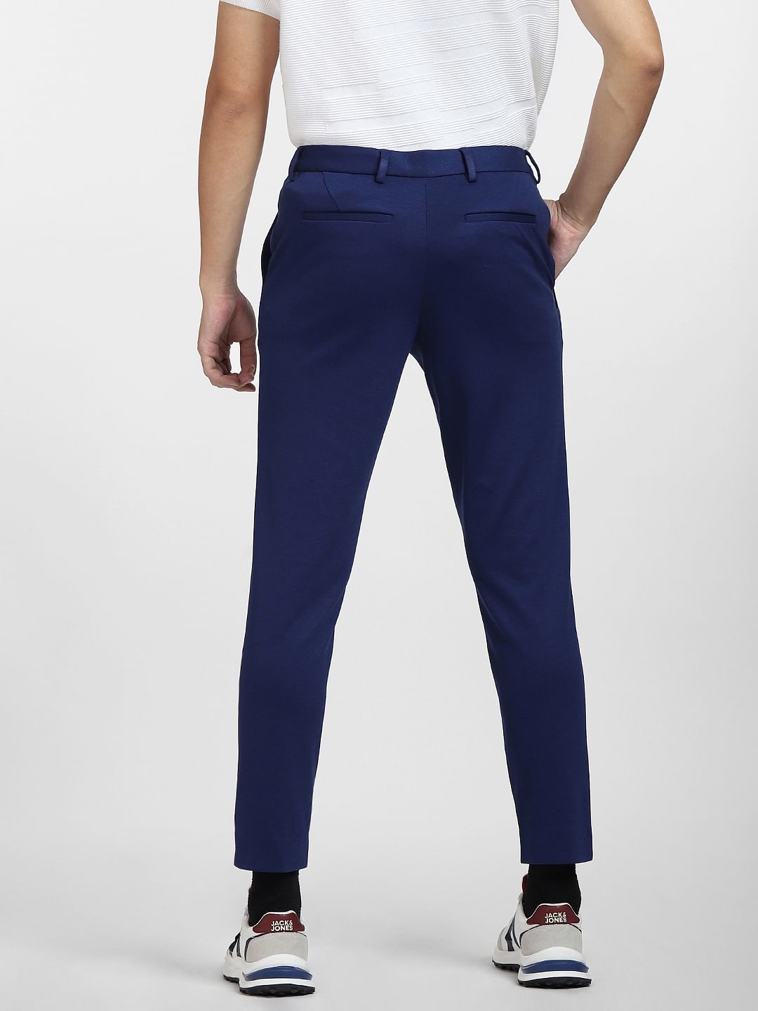 Royal Blue Mid Rise Slim Fit Trousers