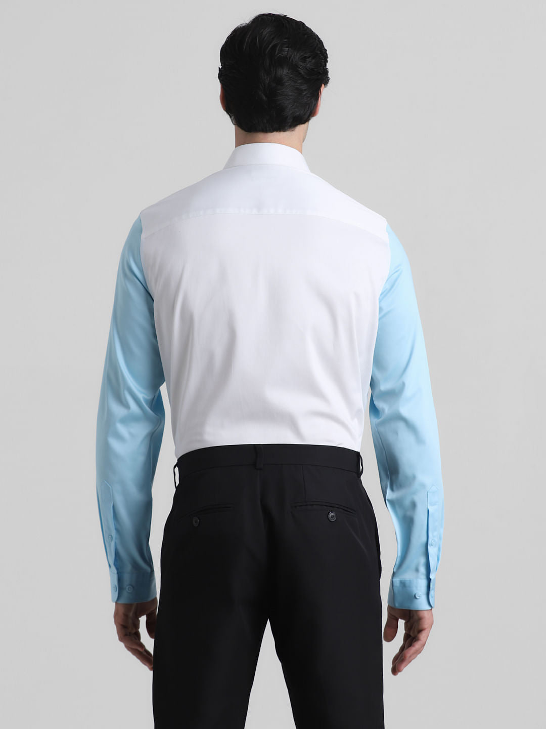 Blue & White Colourblocked Shirt